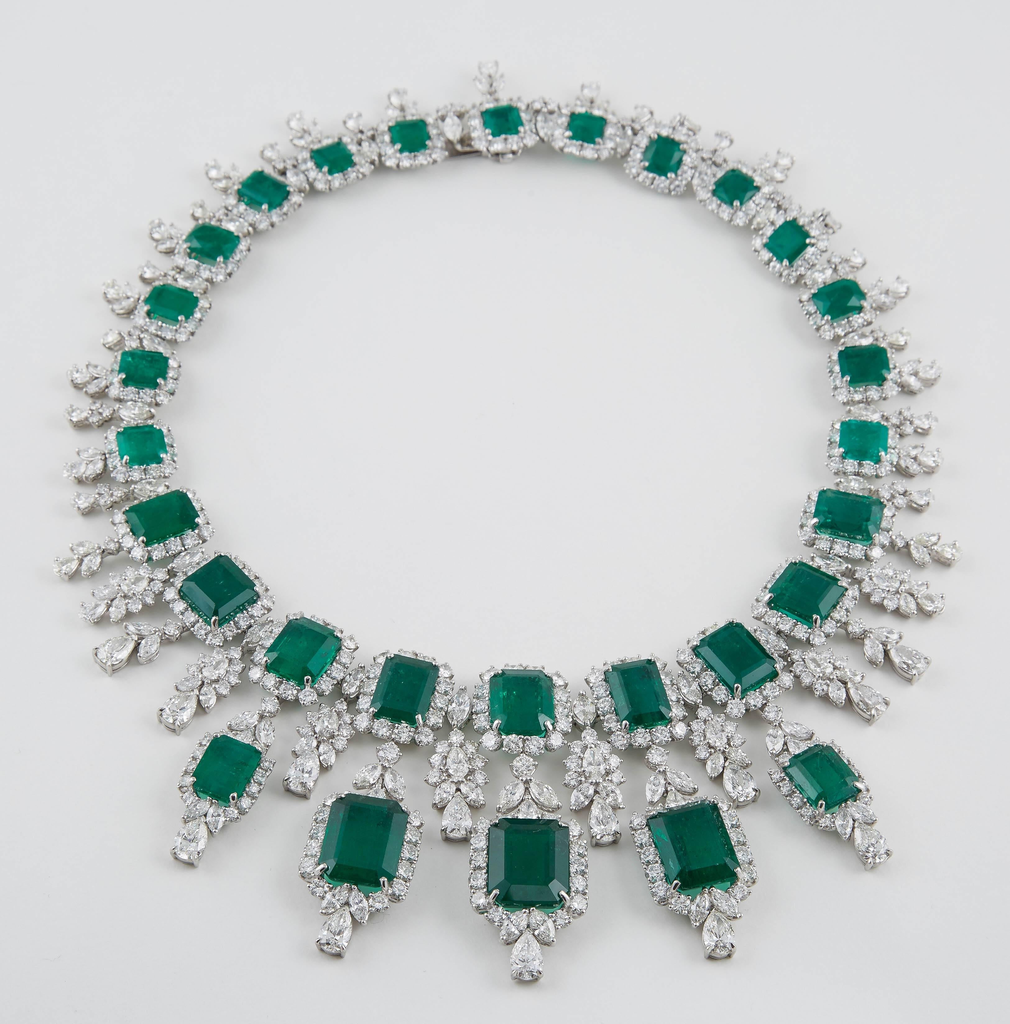 Important Emerald and Diamond Drop Necklace 1