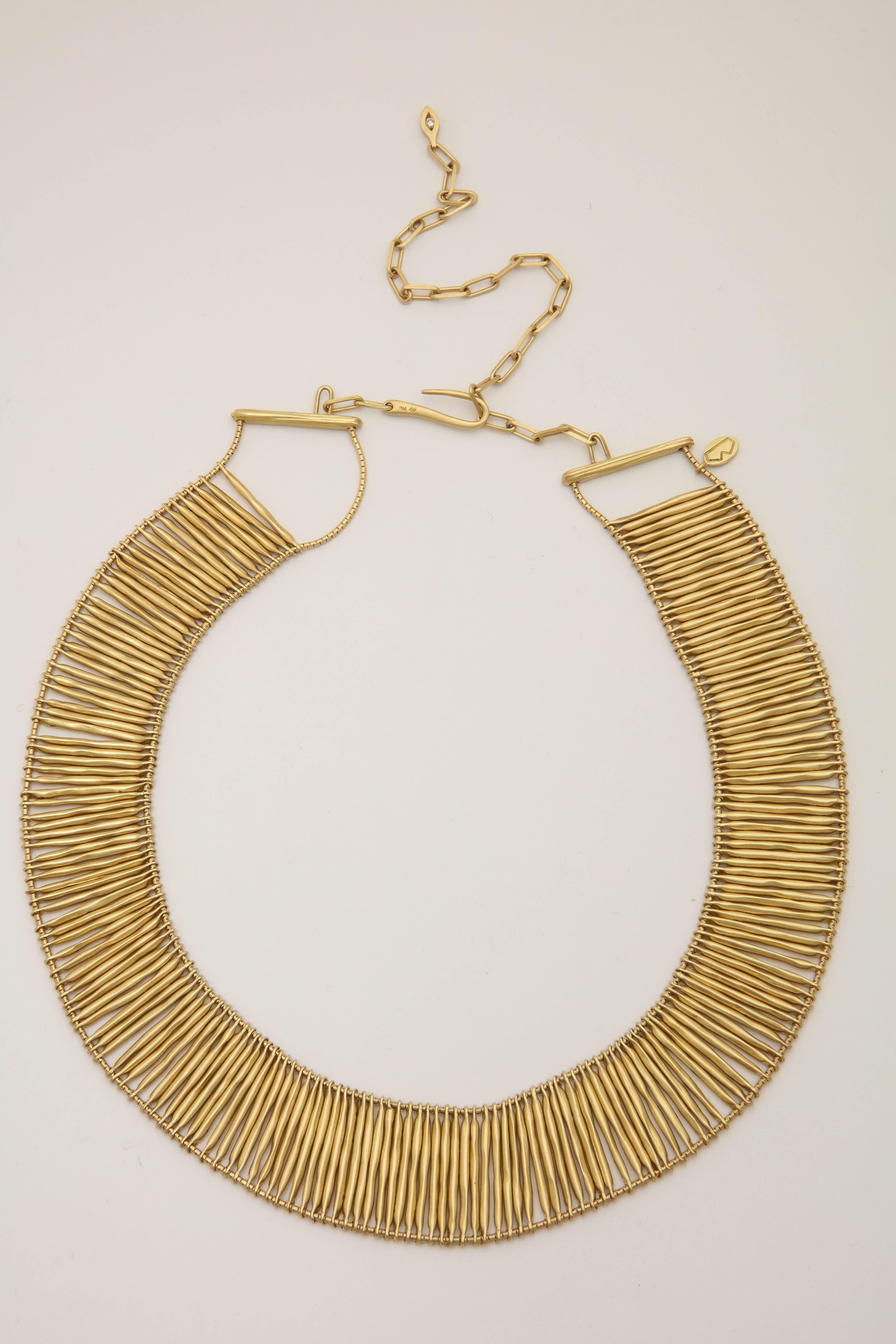 One Ladies 18kt Gold Flexible Necklace Consisting Of Numerous Sliding Gold Stick Pieces To Create A Light And Airy Bohemian Feeling When Worn.NOTE: Necklace May Be Adjusted To Fit A 15 Inch Neck To A 19 Inch Neck Length. Designed By H. Stern In The