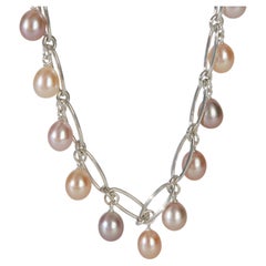 Tiffany & Co. Sterling Silver Pearl Elsa Peretti Oval Link Necklace