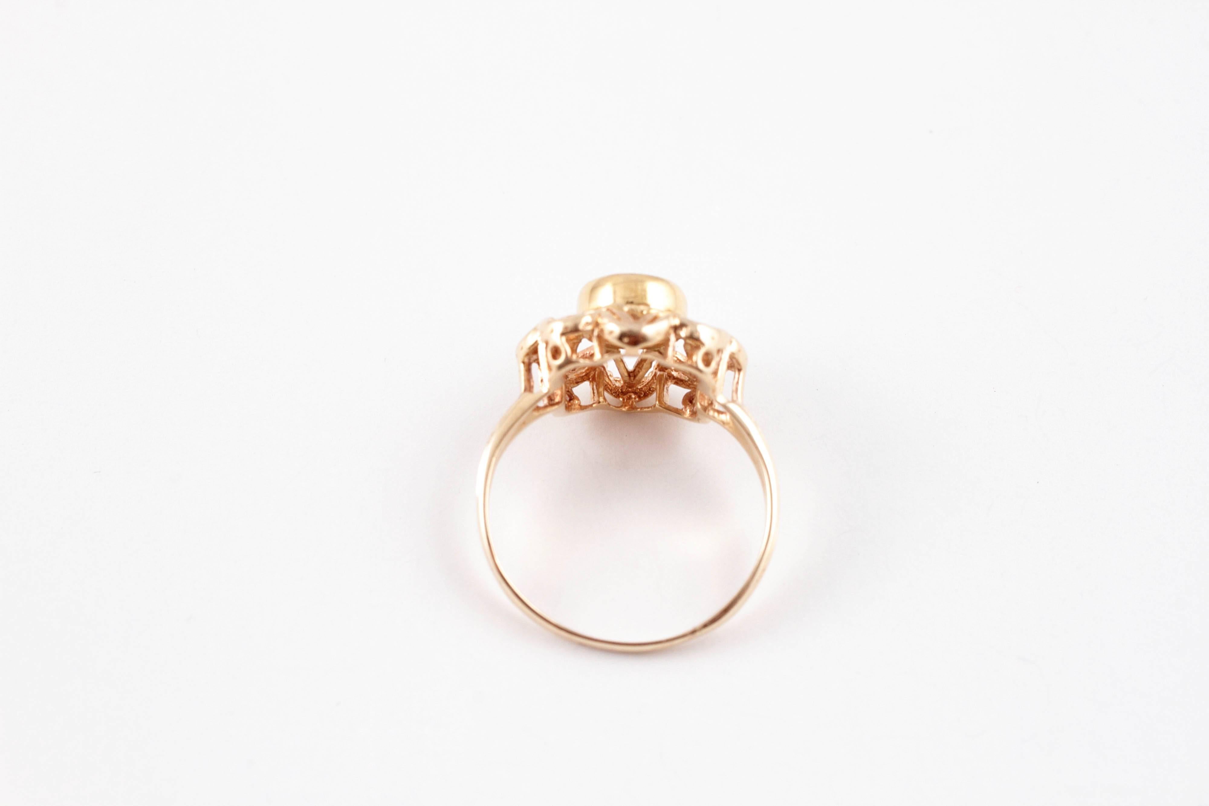 Round Opal Gold Ring 4