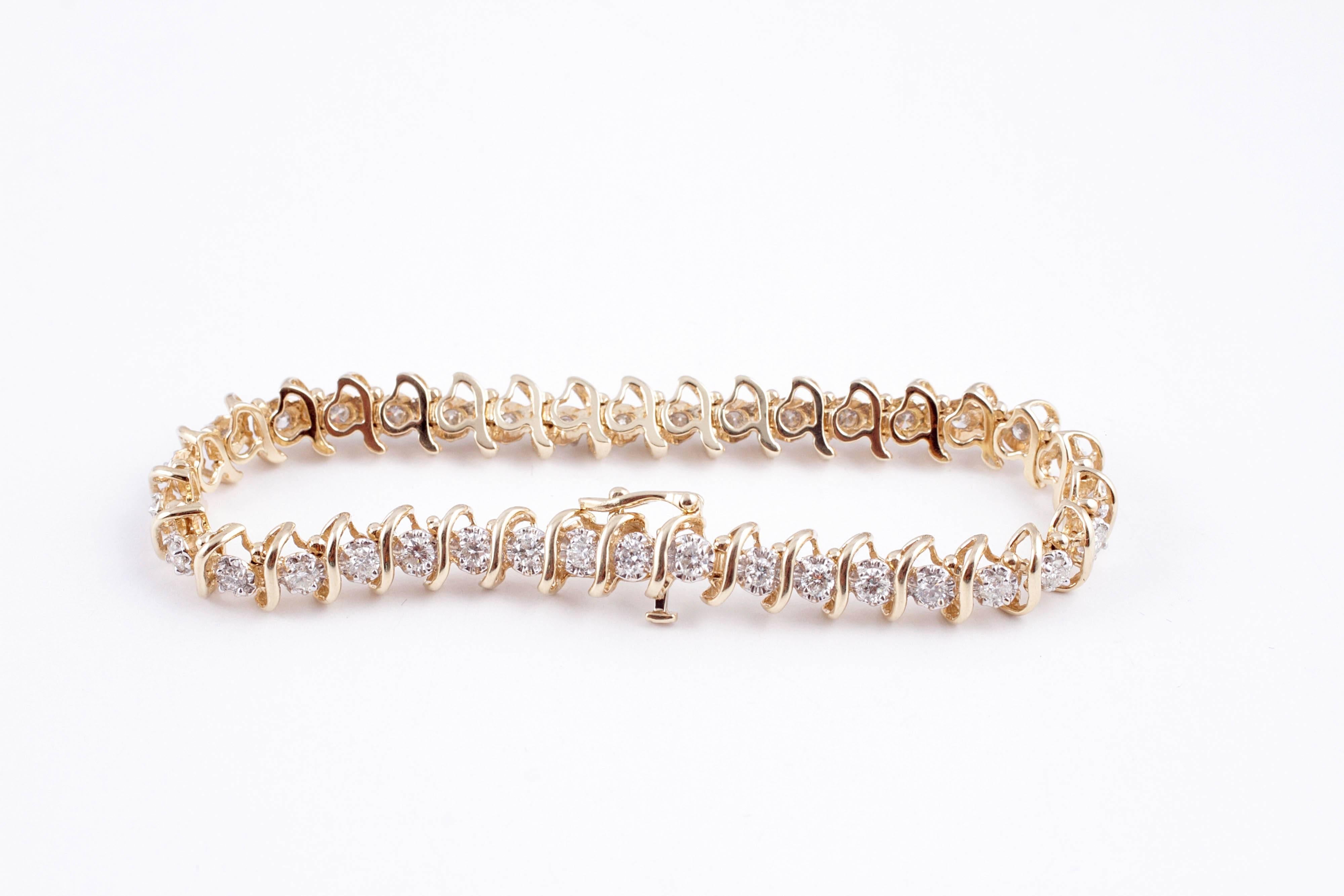 2.25 Carat Diamond Gold Tennis Bracelet 1