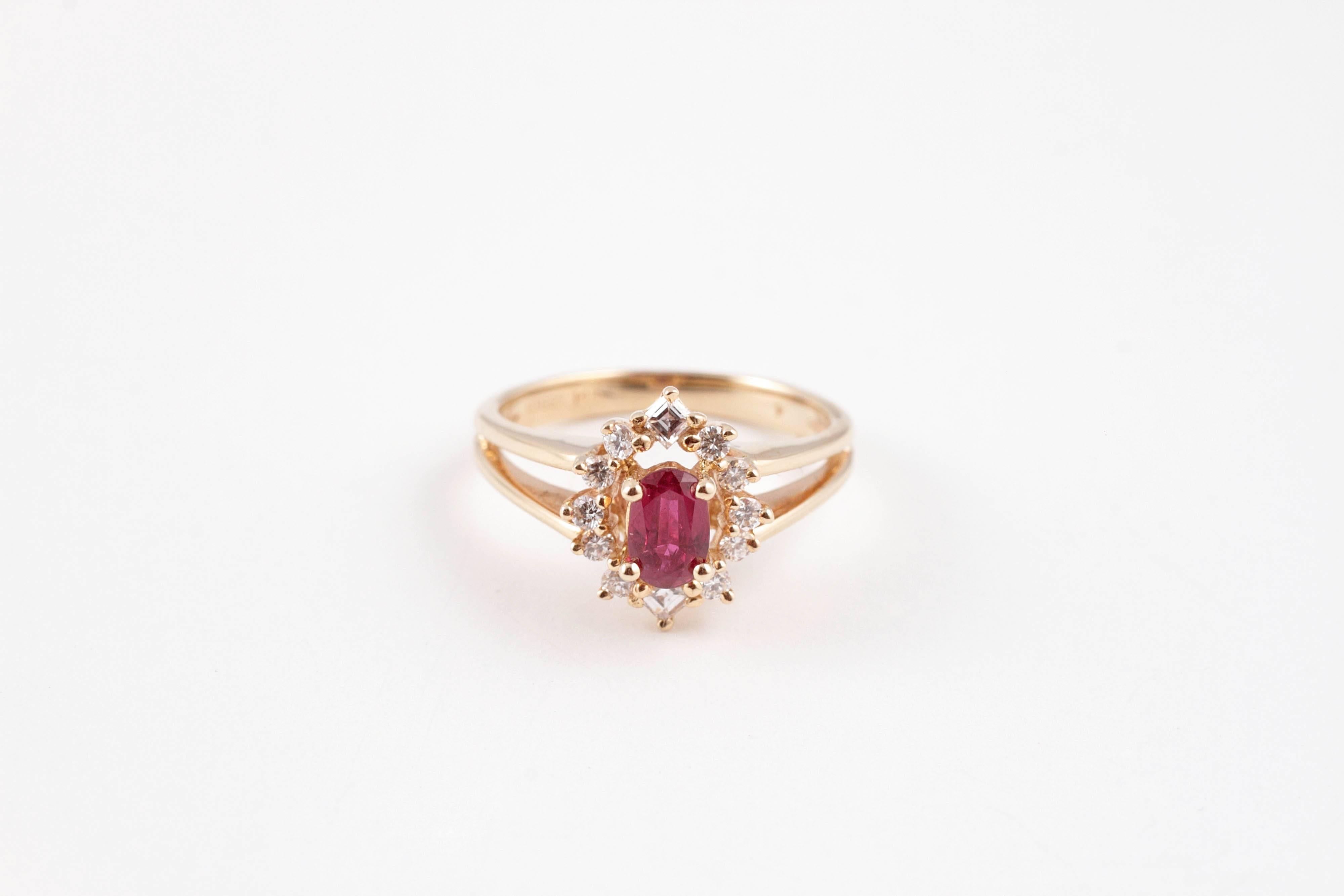 Women's Ruby Diamond Yellow Gold Ring