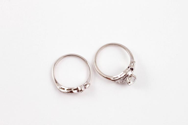 Keepsake 0.75 Carat Diamond Wedding Ring Set White Gold at 1stDibs