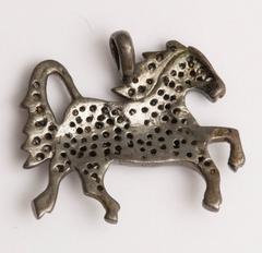 Silver and Champagne Diamond Horse Pendant