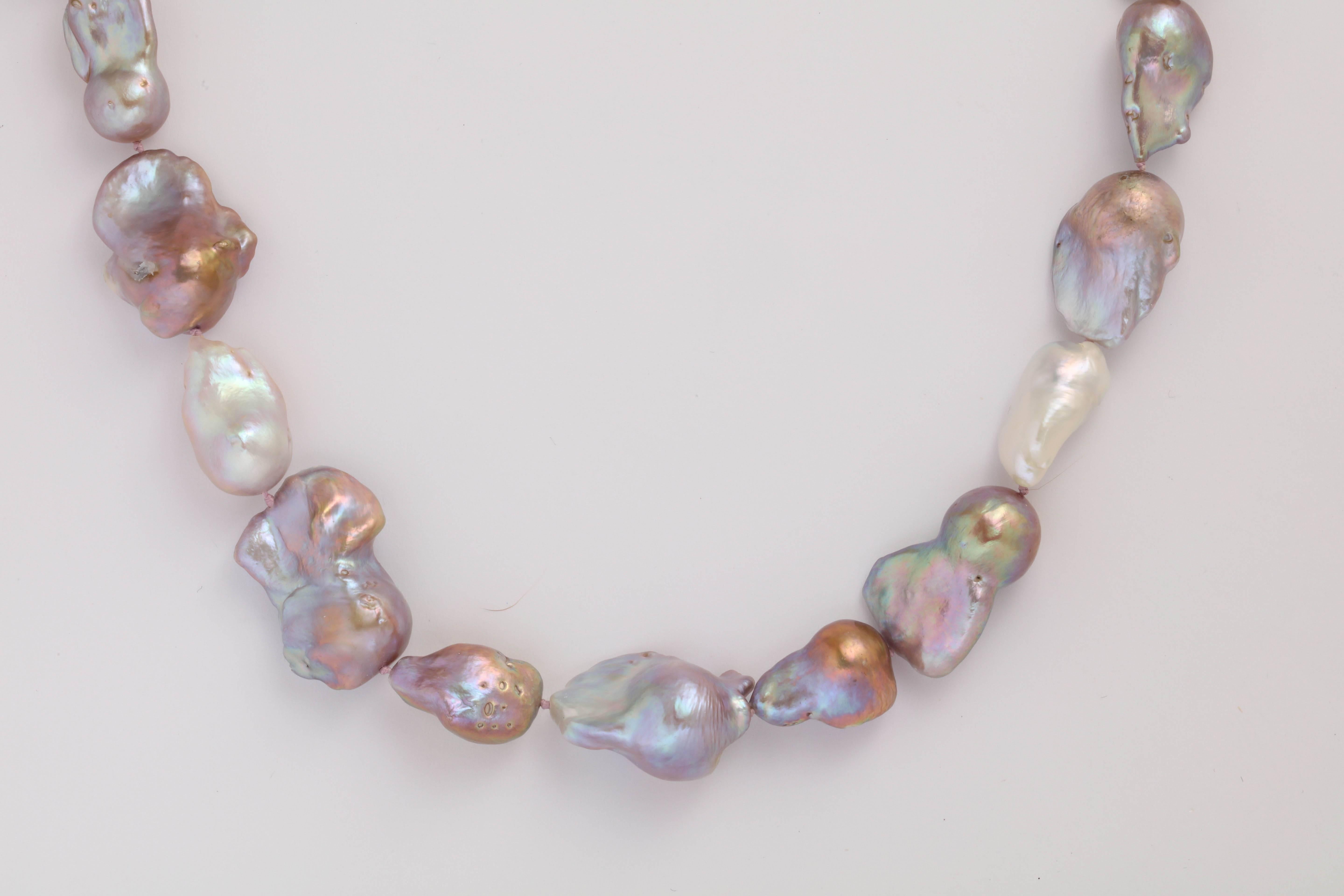 Contemporary Peacock Pink Baroque Pearls For Sale