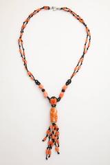 Carved Coral and Jade Necklace