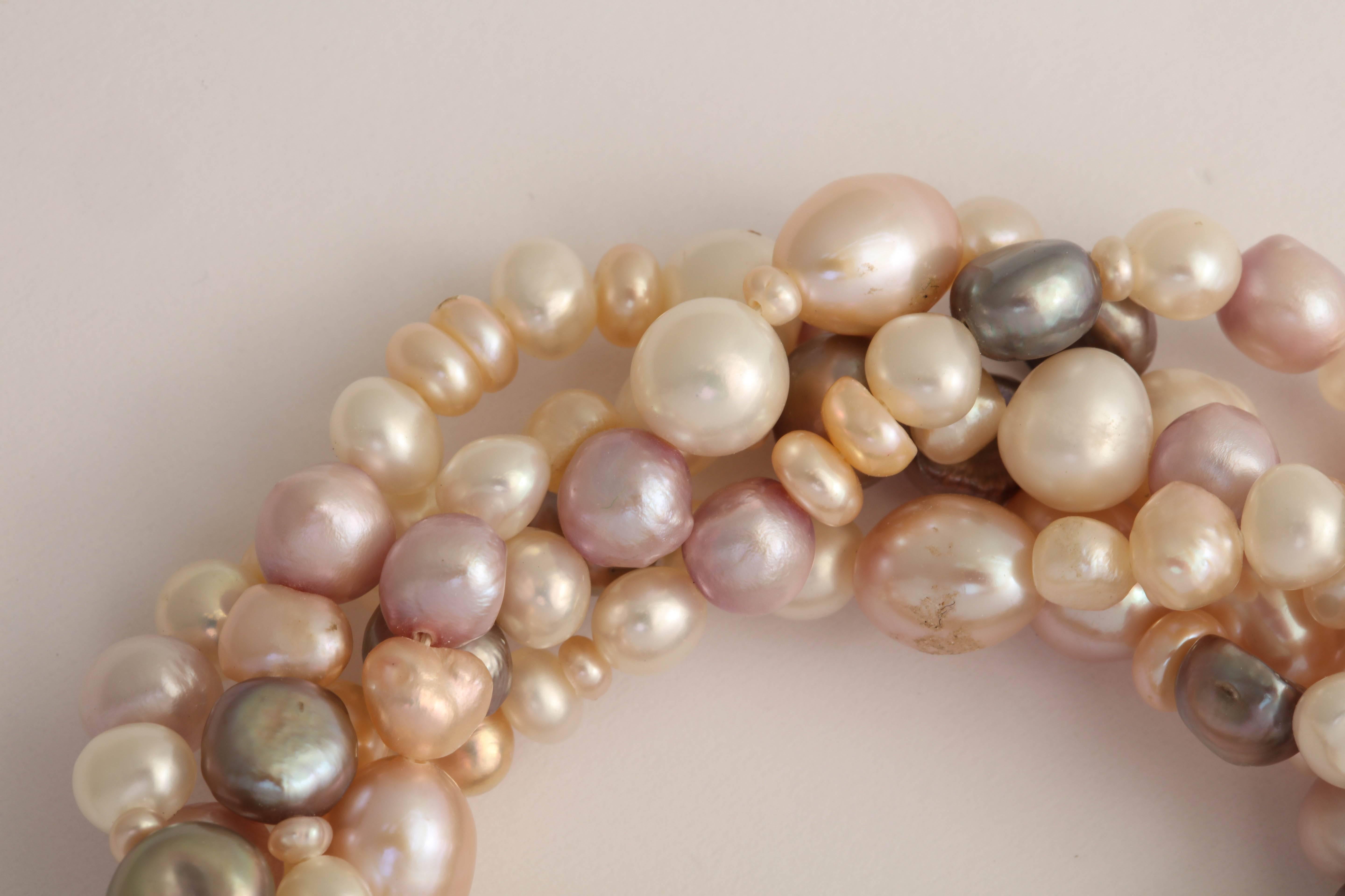 Women's or Men's Luscious Pearl Diamond Gold Bracelet For Sale