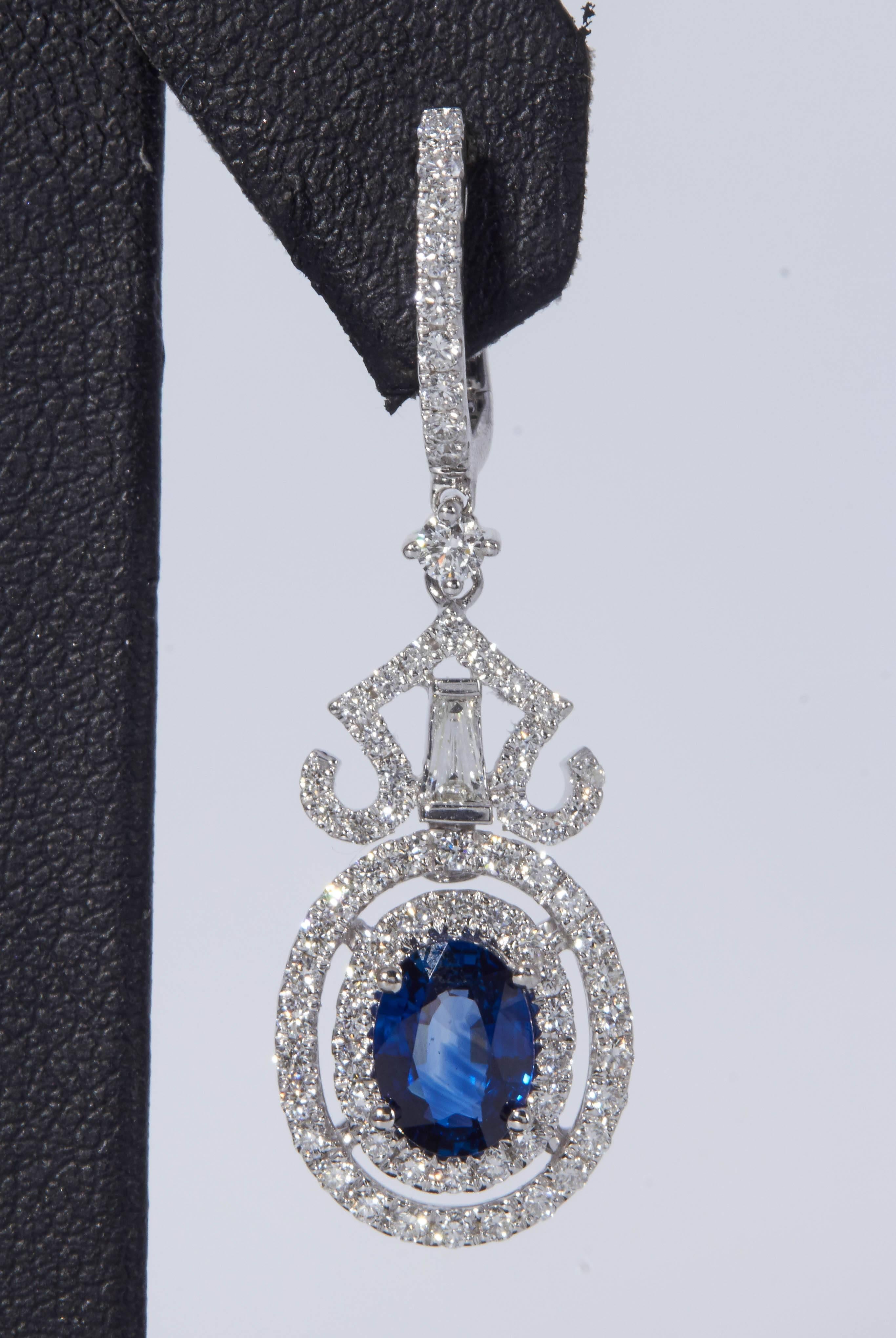 sapphire and diamond dangle earrings