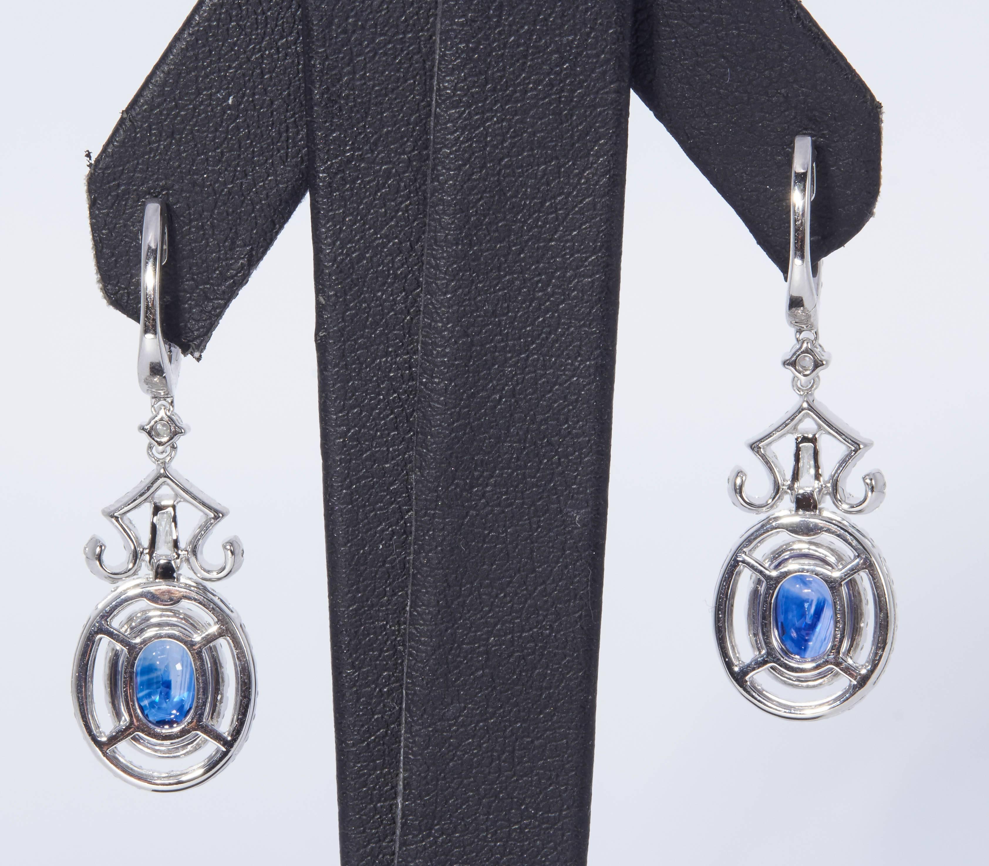 Sapphire and Diamond Dangle Earrings 3.17 Carat 1