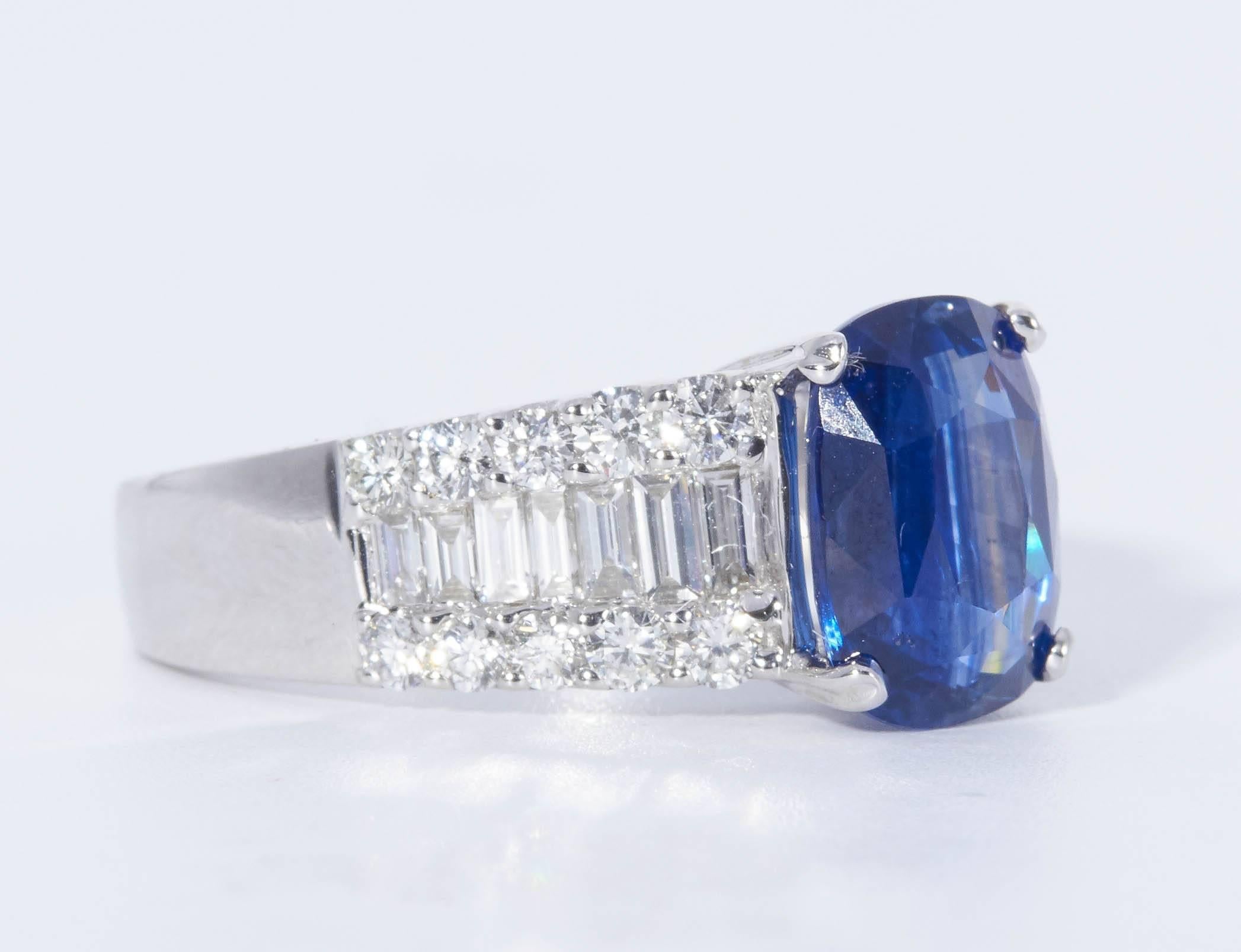 Oval Sapphire 3.52 Carats
Diamonds: 1.01 Carats
18K White Gold 
It Comes with a retail appraisal
All our gemstones are genuine and are sourced with the highest degree of integrity