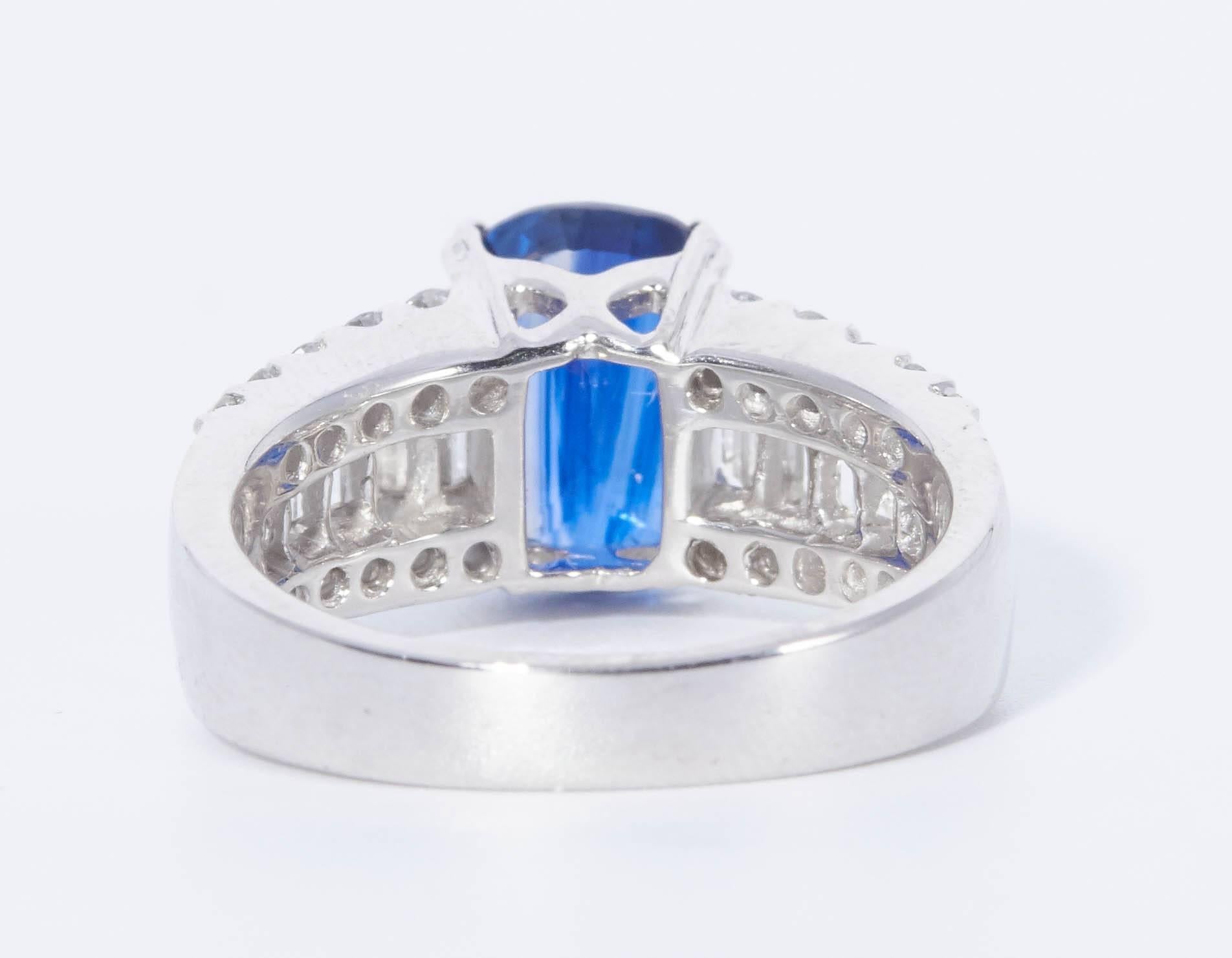 Contemporary Diamond and Oval Sapphire 4.53 Carat Engagement Ring