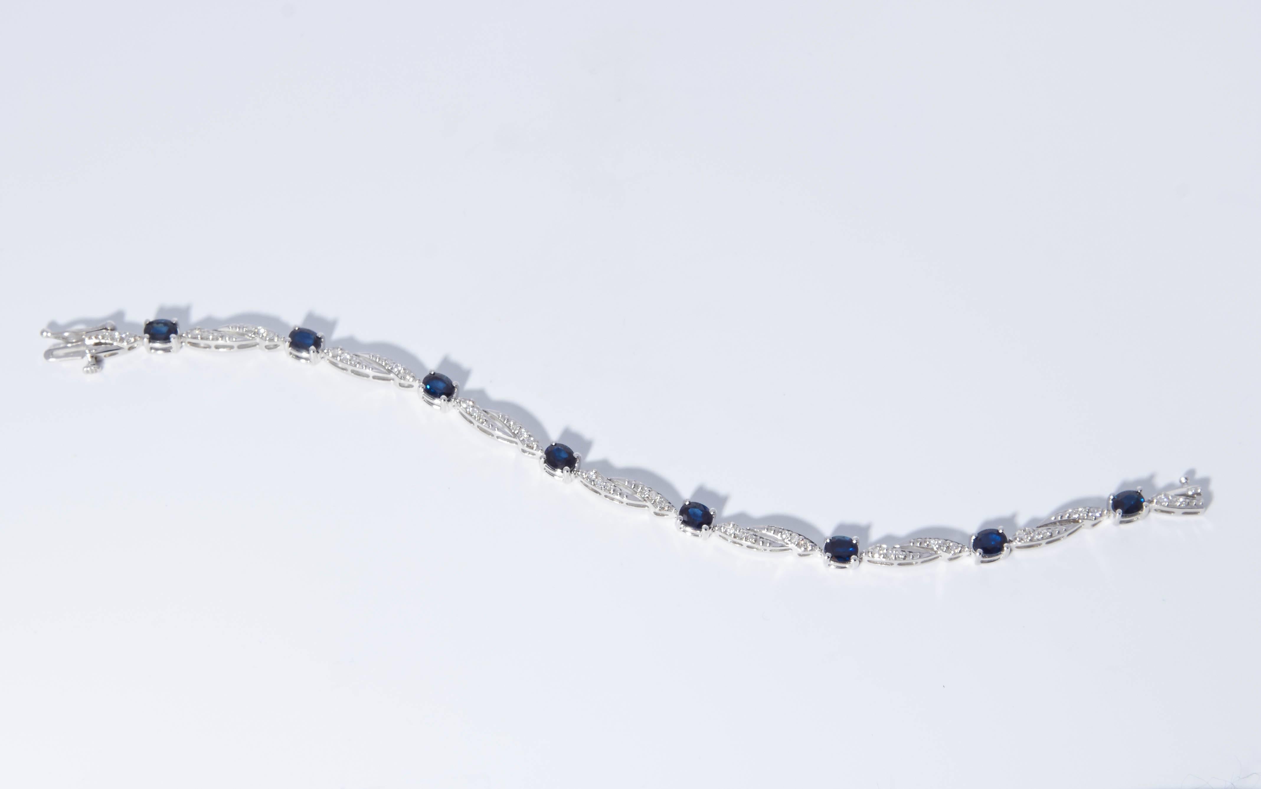 Sapphire and Diamond Bracelet In New Condition In New York, NY