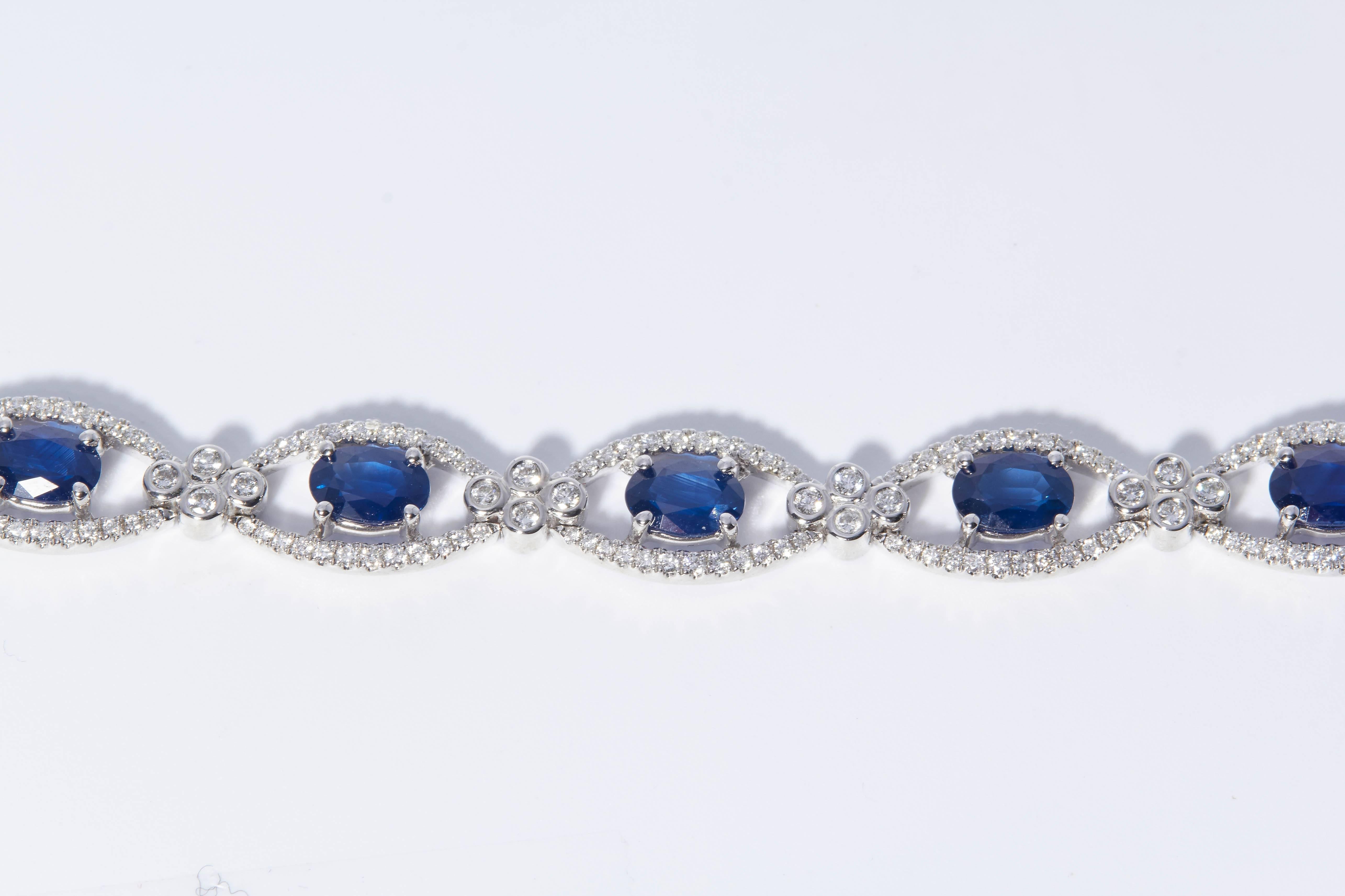 Men's Oval Sapphire Shape and Diamonds Bracelet