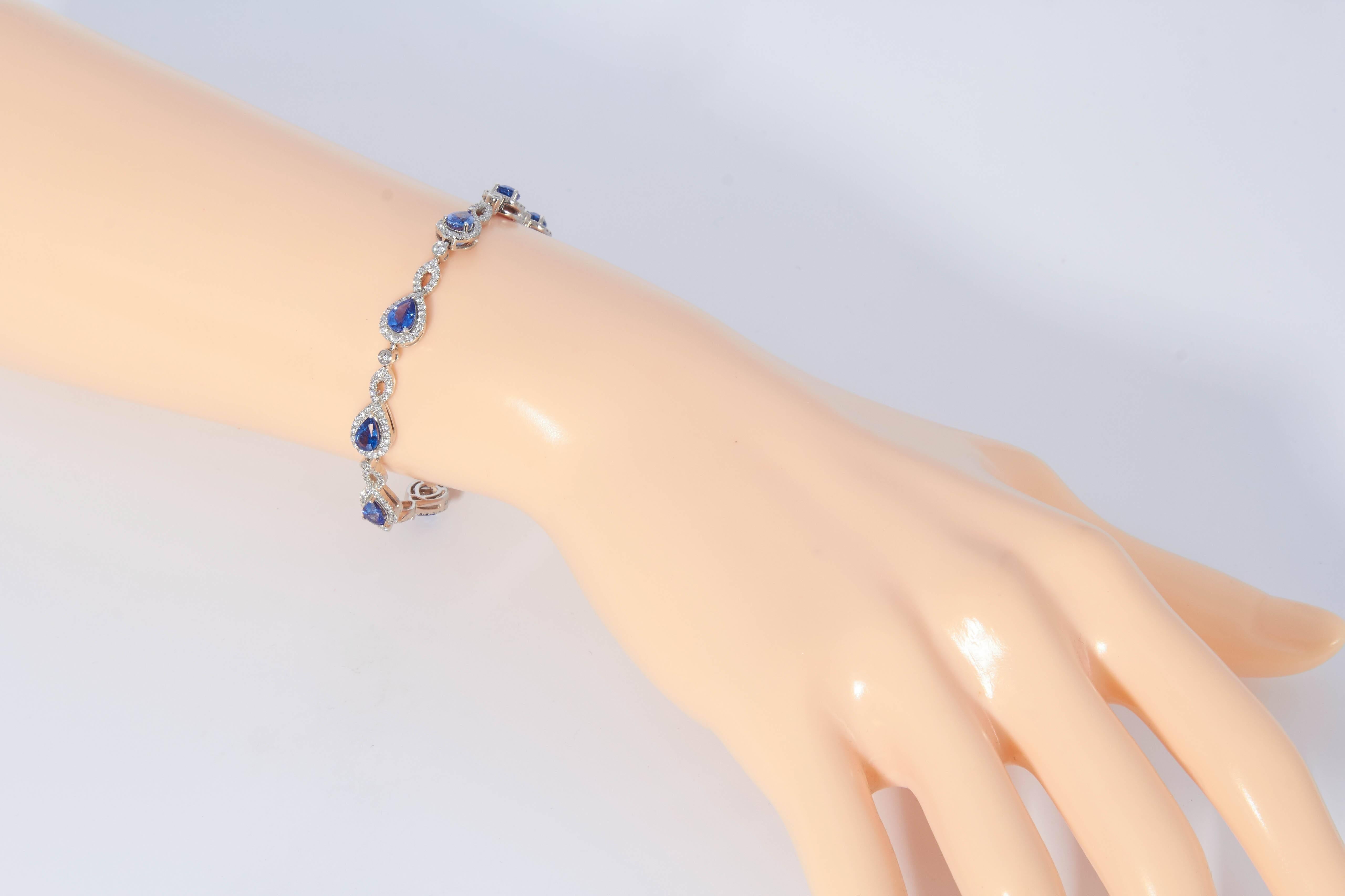 Pear Cut Ceylon Sapphire Bracelet 5.74 Carat