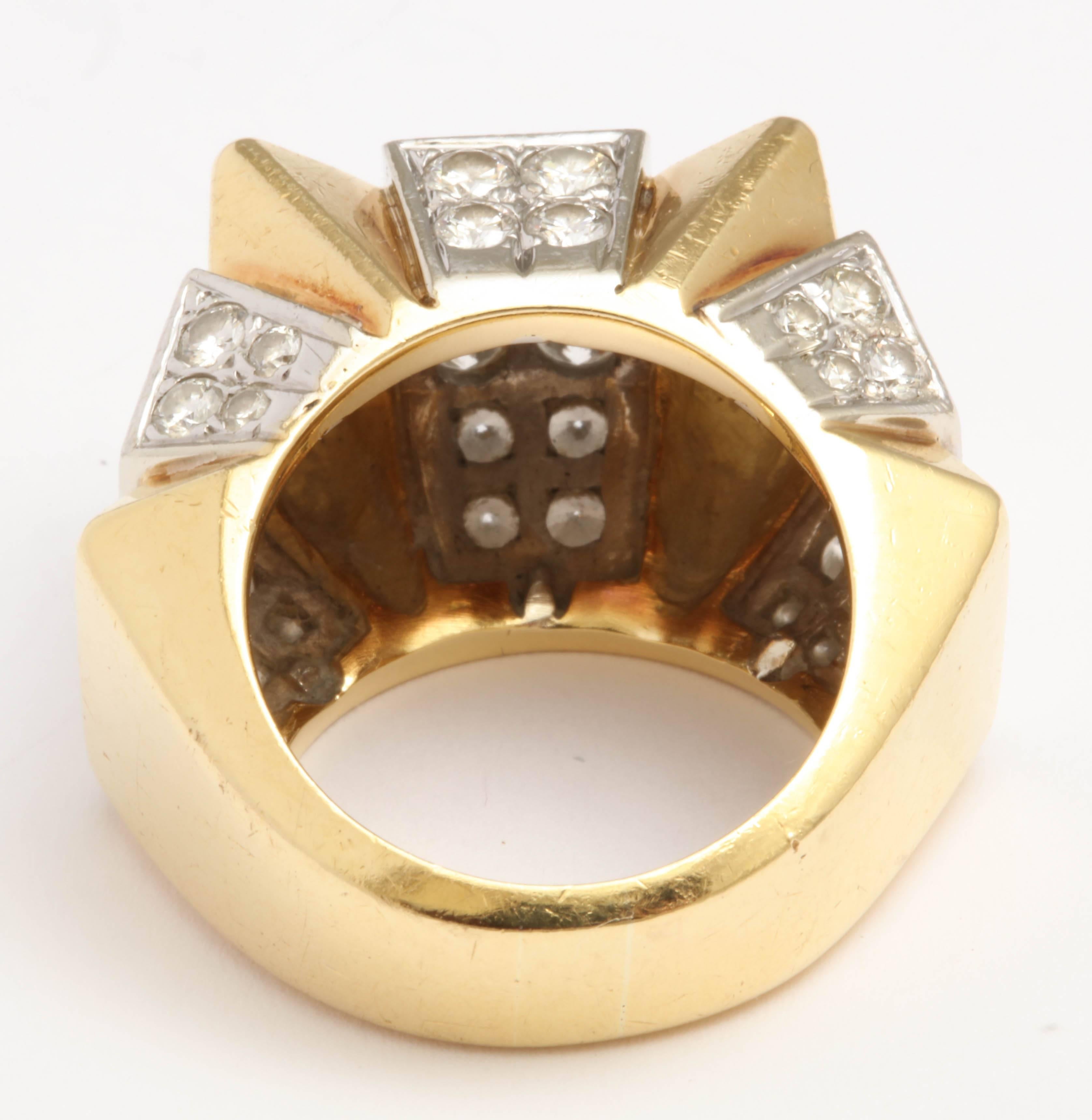 Women's Diamond Gold Architectural Zig-Zag Ring