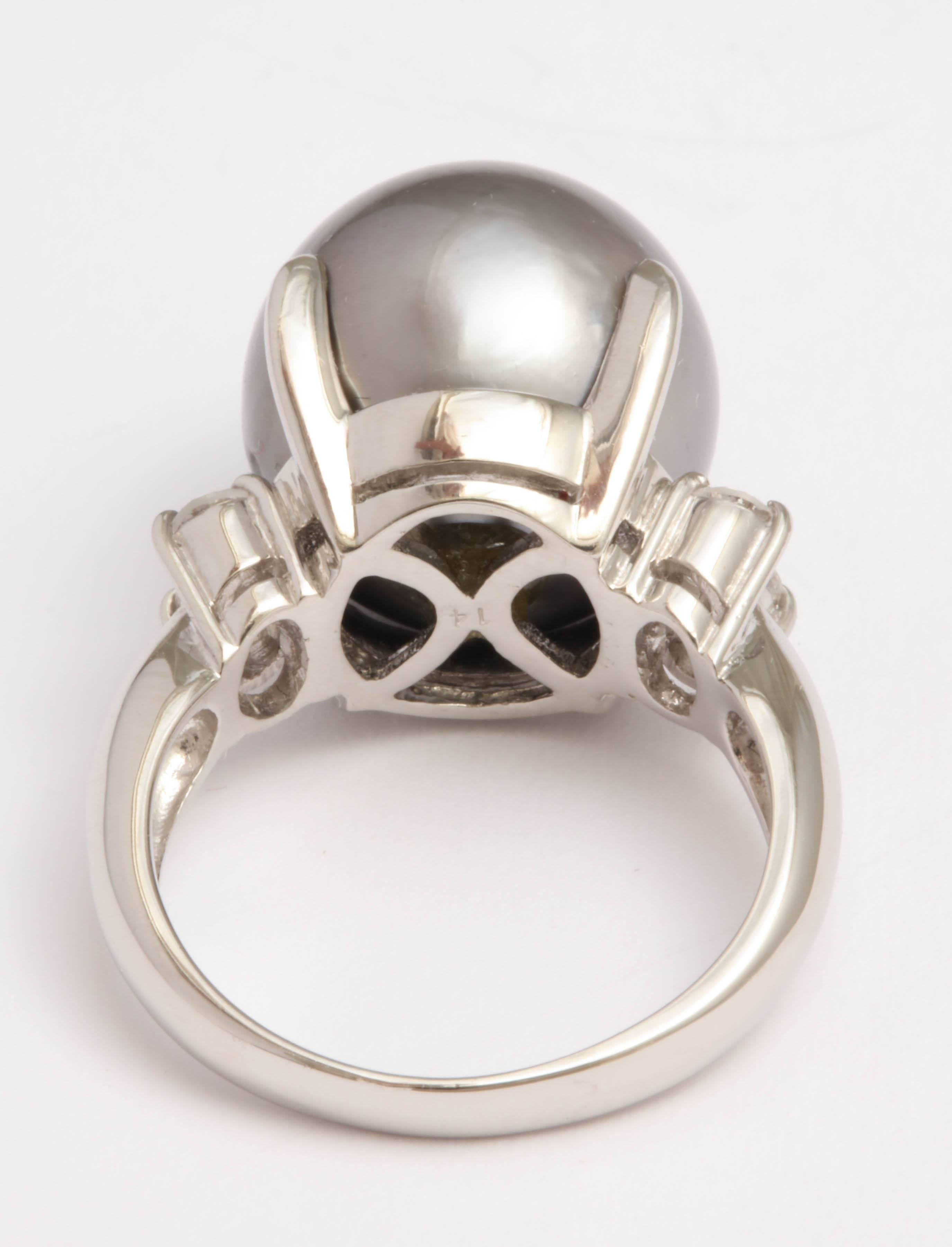 Modern South Sea Pearl Diamond Ring For Sale