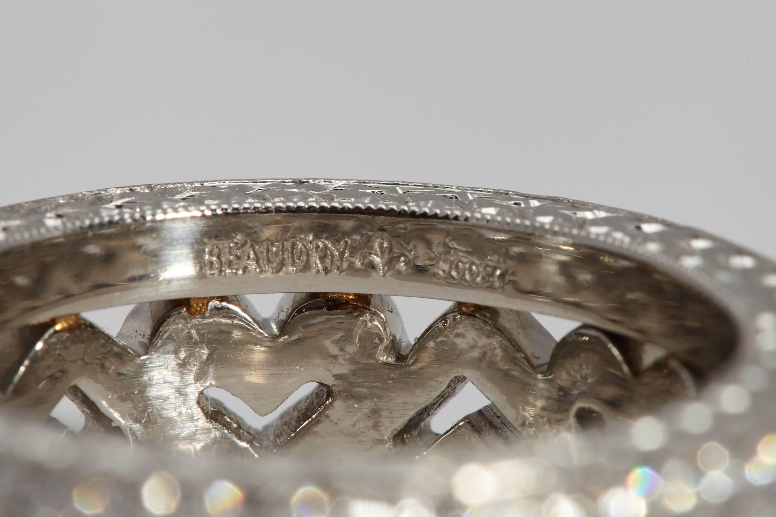 Modern Michael Beaudry Hearts Platinum Diamond Eternity Band For Sale