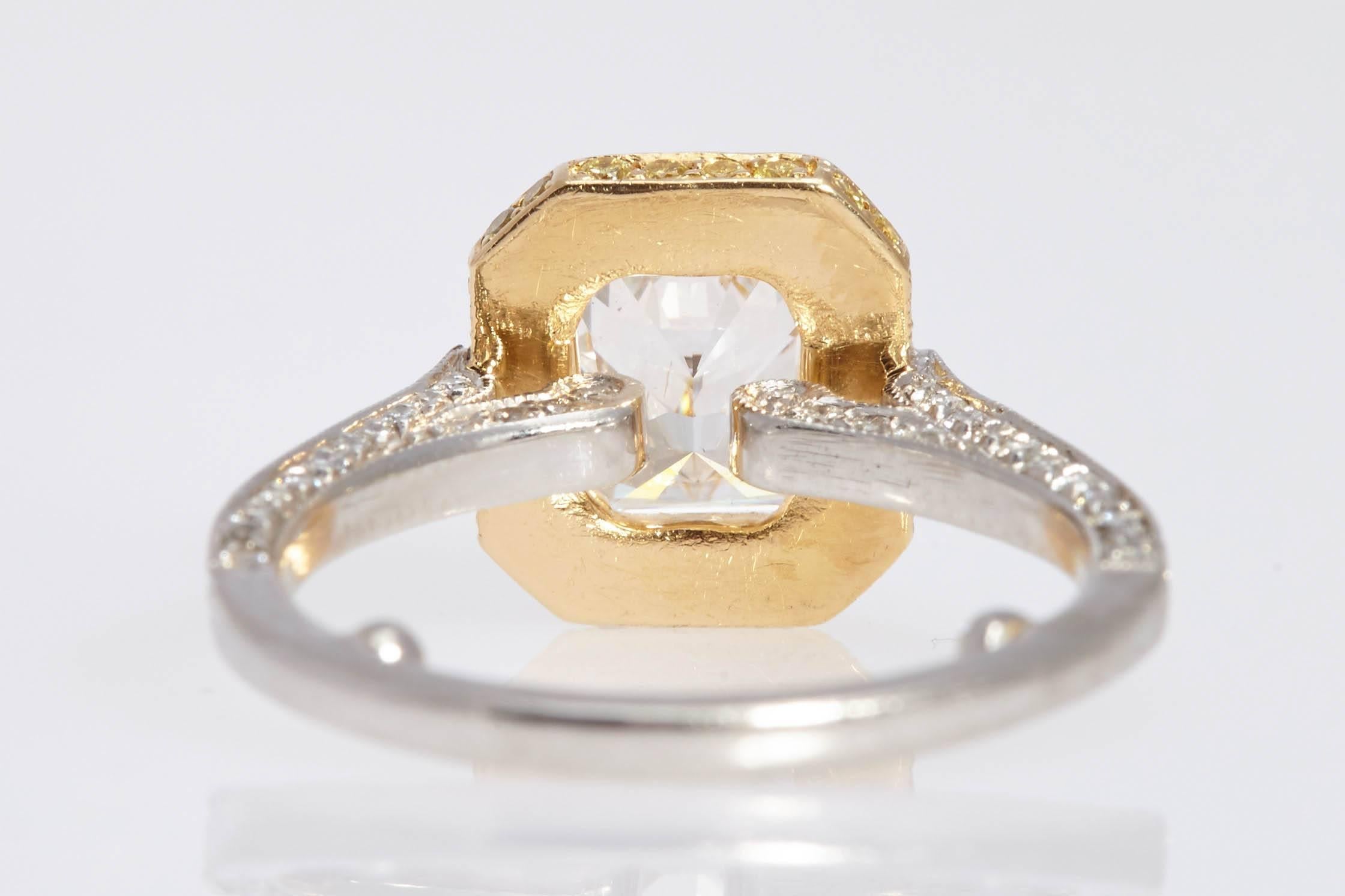 Women's GIA 1.53 Carat Radiant Cut Engagement Ring. D Color Center Diamond For Sale