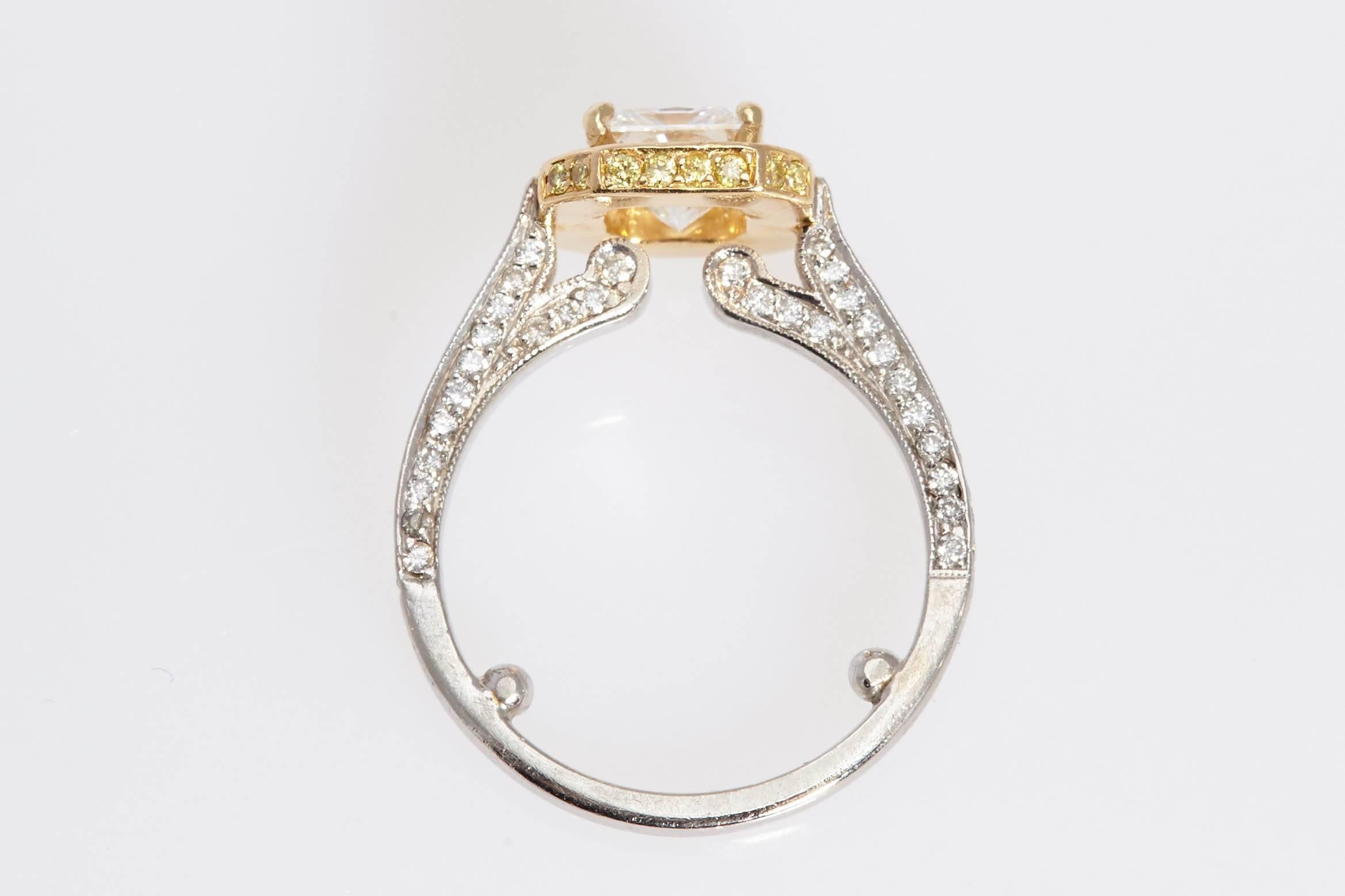 Modern GIA 1.53 Carat Radiant Cut Engagement Ring. D Color Center Diamond For Sale