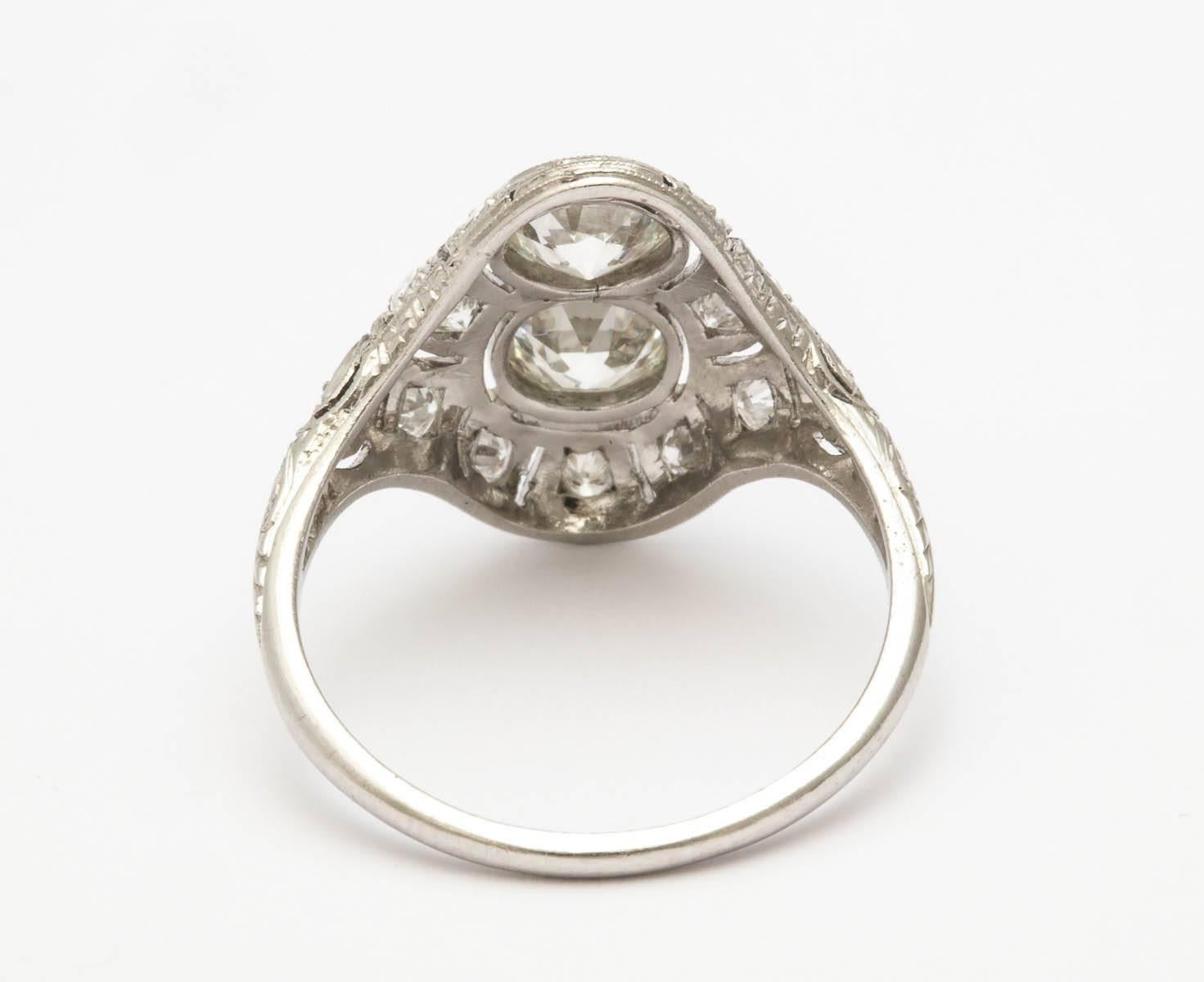 Art Deco 1920s Diamond Platinum Dinner Ring
