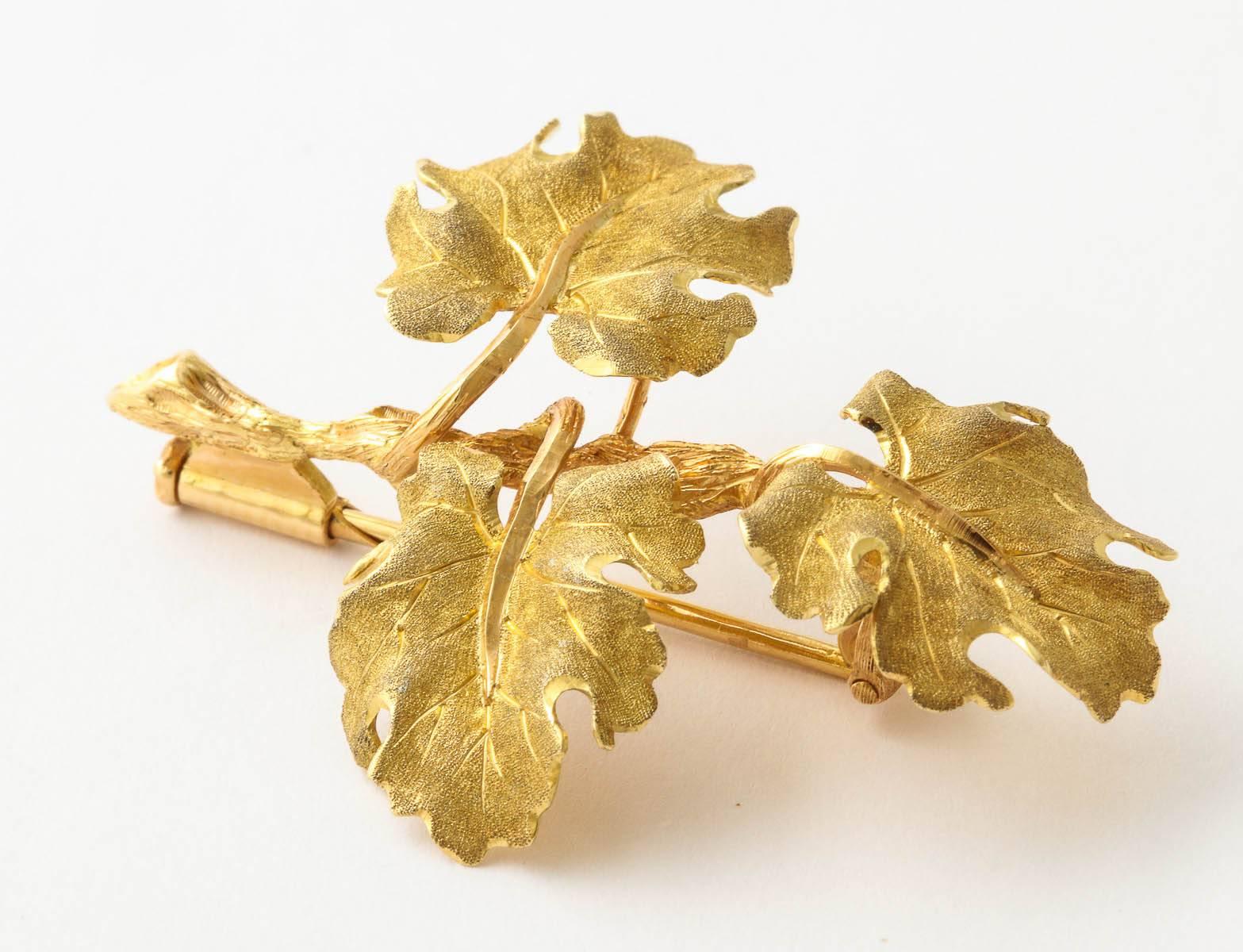 Women's or Men's Gold Geranium Leaf Brooch