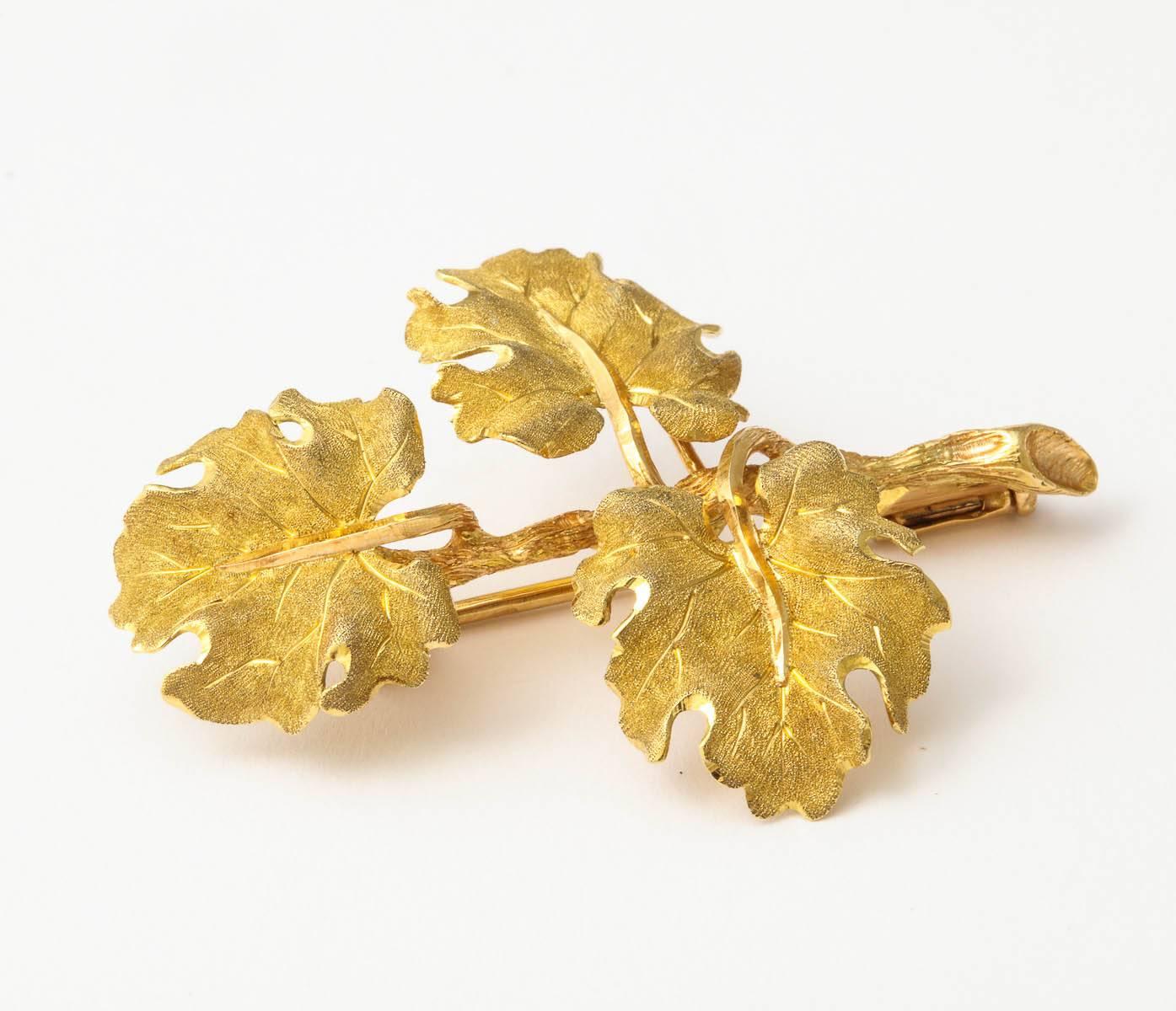 Gold Geranium Leaf Brooch 1