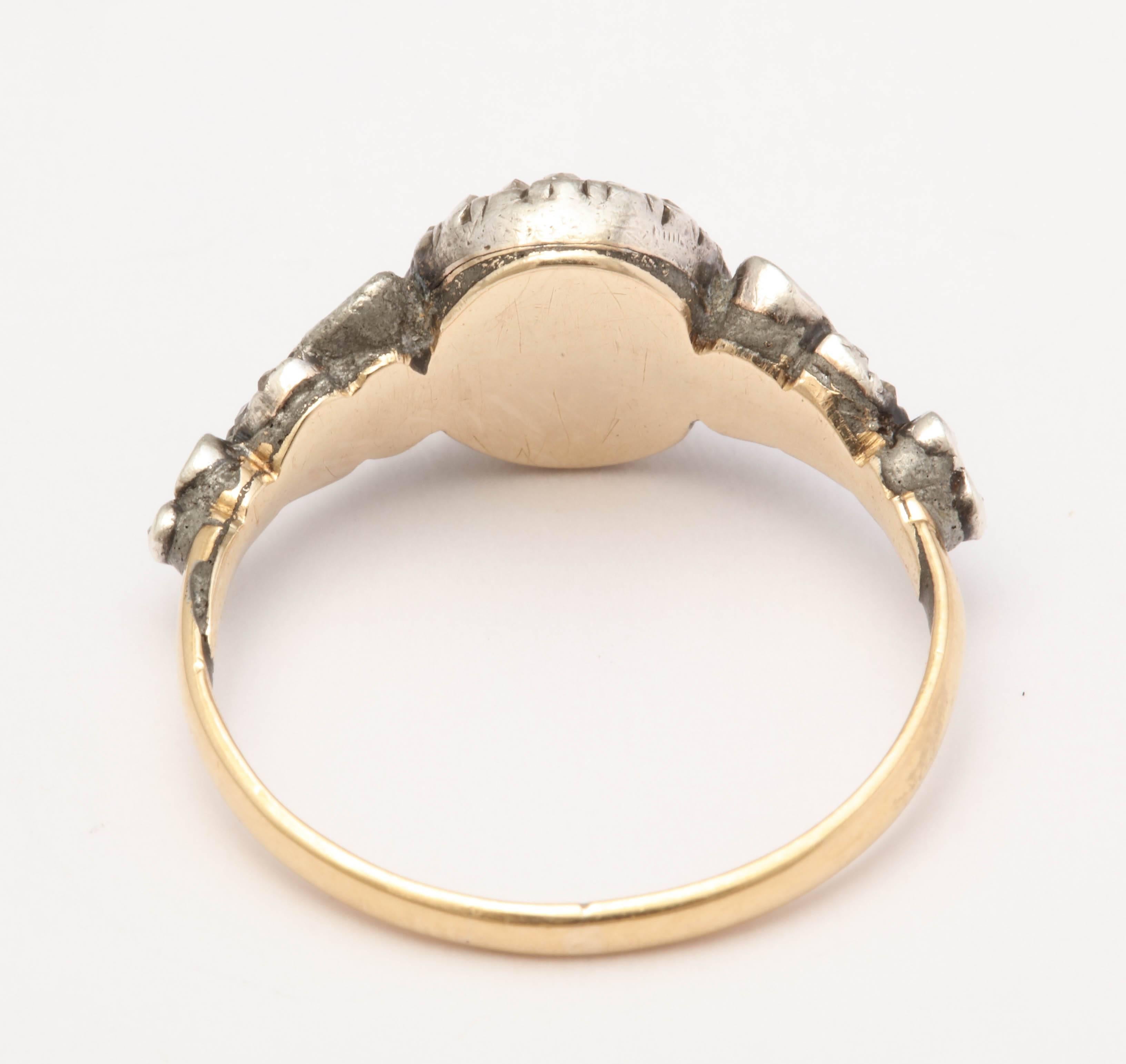 Women's or Men's Georgian Opal and Diamond Ring