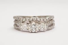 Diamond and White Gold Engagement and Wedding Band Set