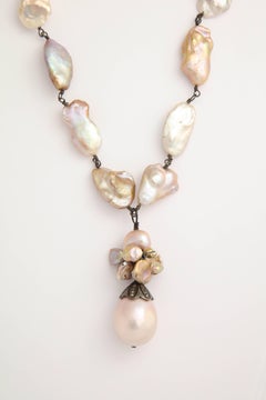 Elegantly Long Multi-Color Baroque Pearl Tassle Necklace