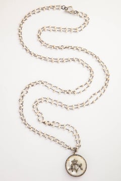 Mother-of-Pearl Silver Diamond Pearl Chain Necklace