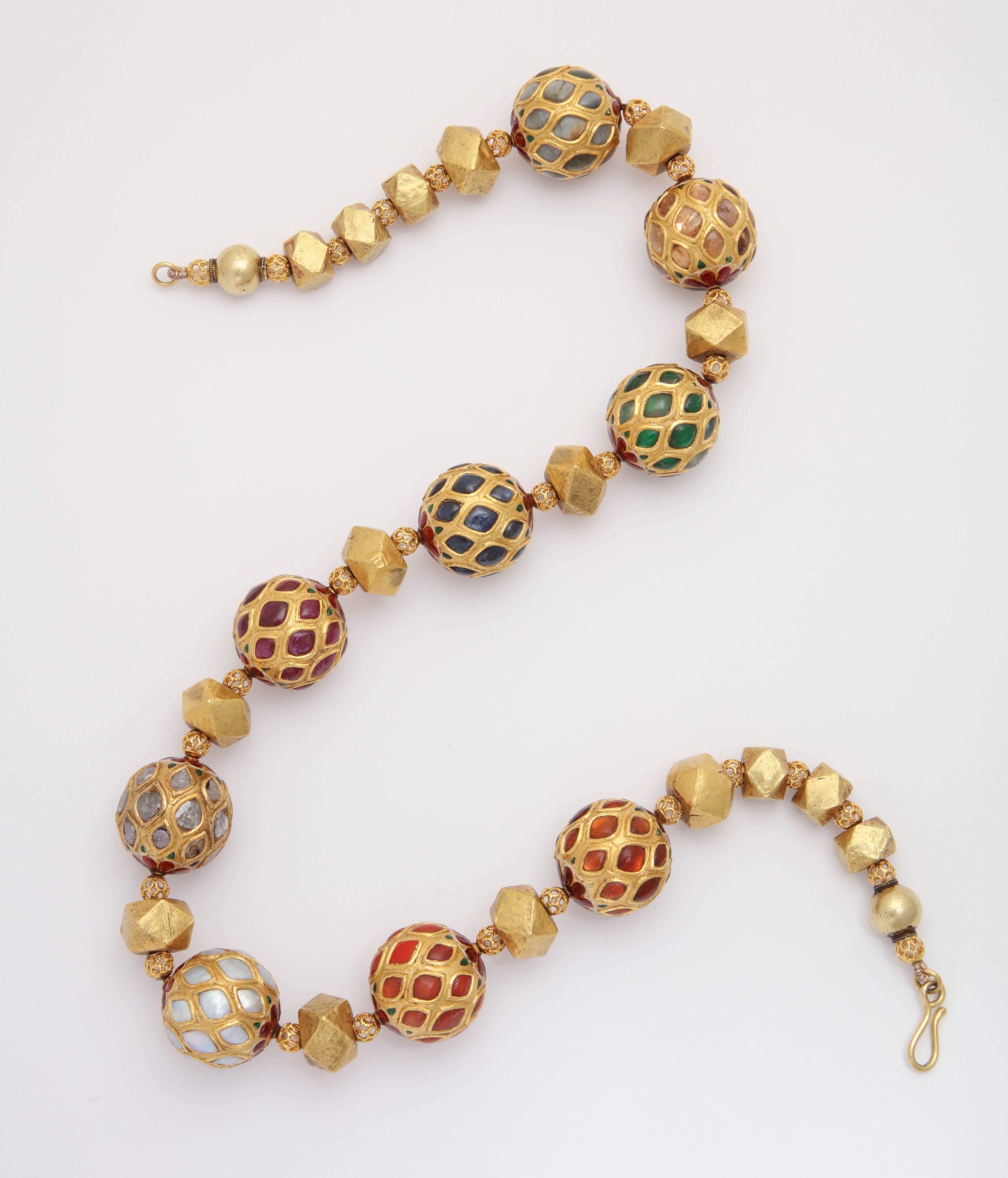 Anglo-Indian Multi Gem Nine Planet Necklace For Sale