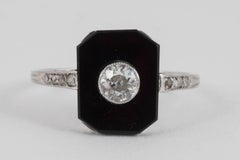Art Deco Onyx and Diamond Ring