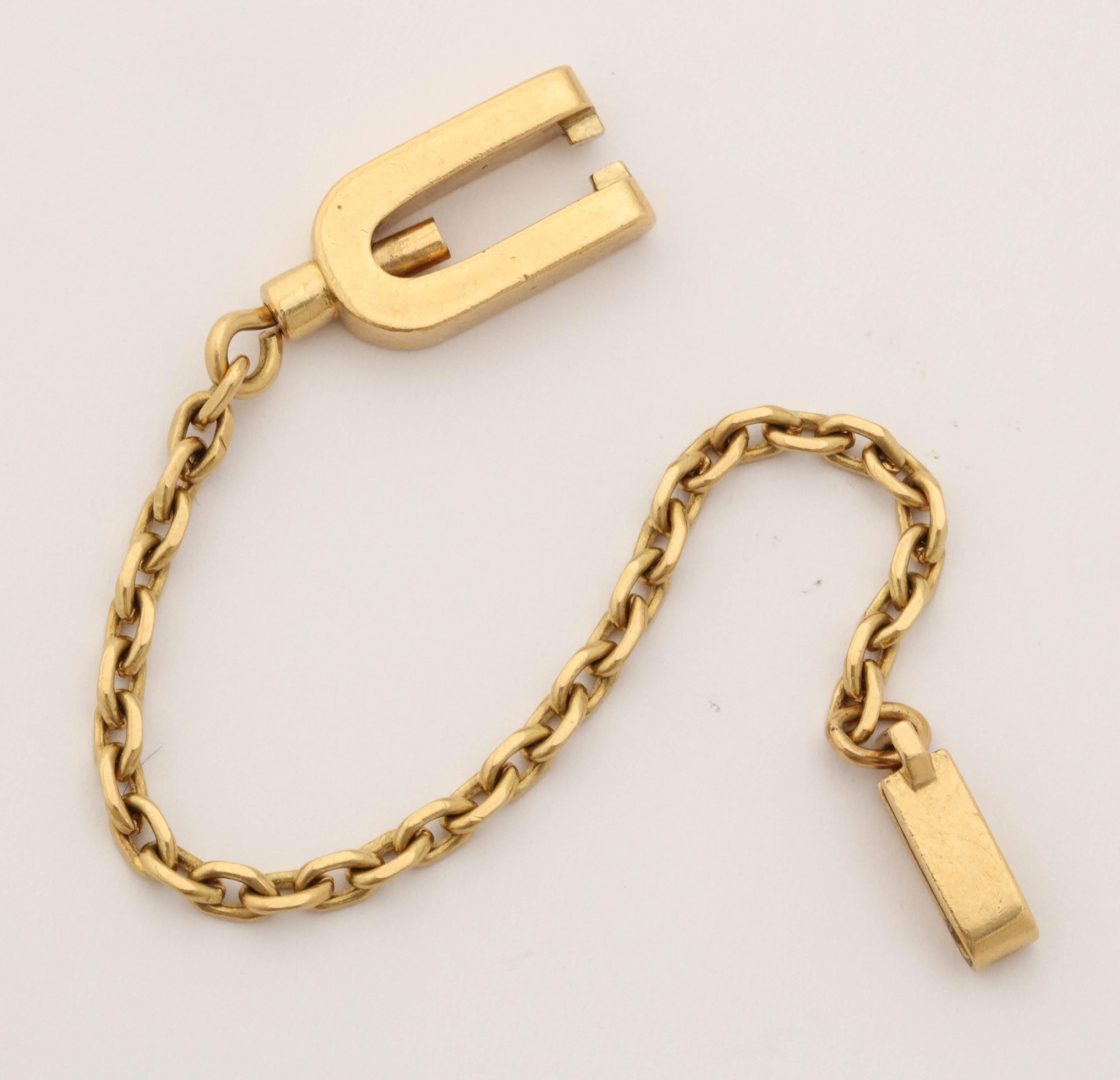 1950s Gubelin France Open Link Gold Lock Fancy Key Chain 1
