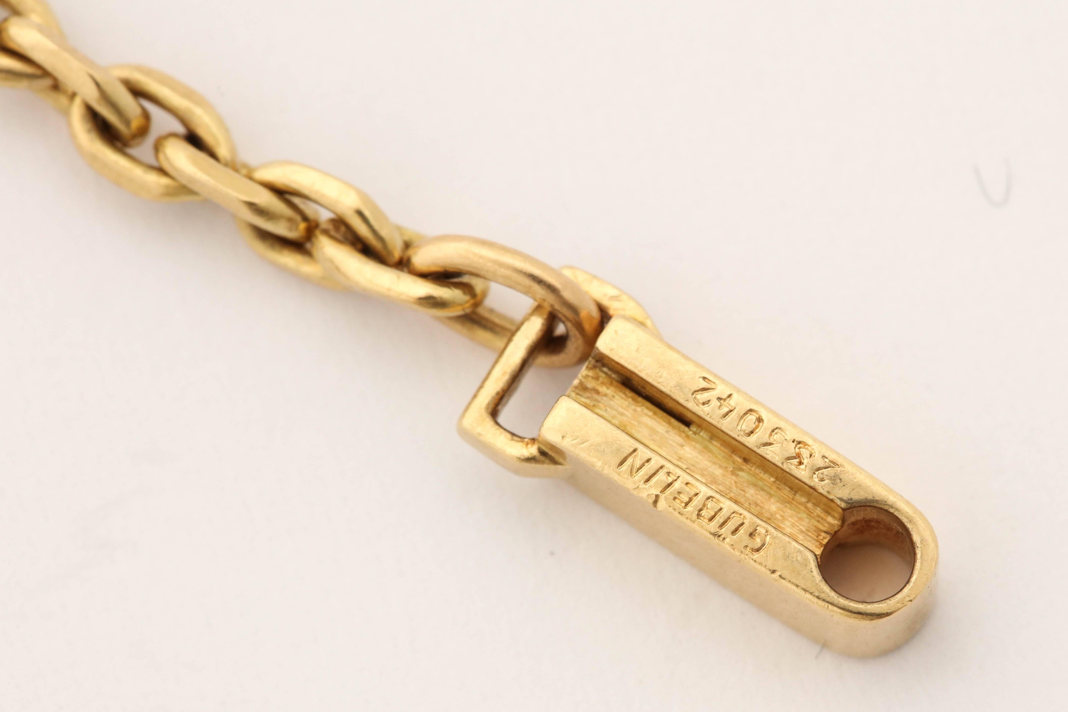 1950s Gubelin France Open Link Gold Lock Fancy Key Chain 2