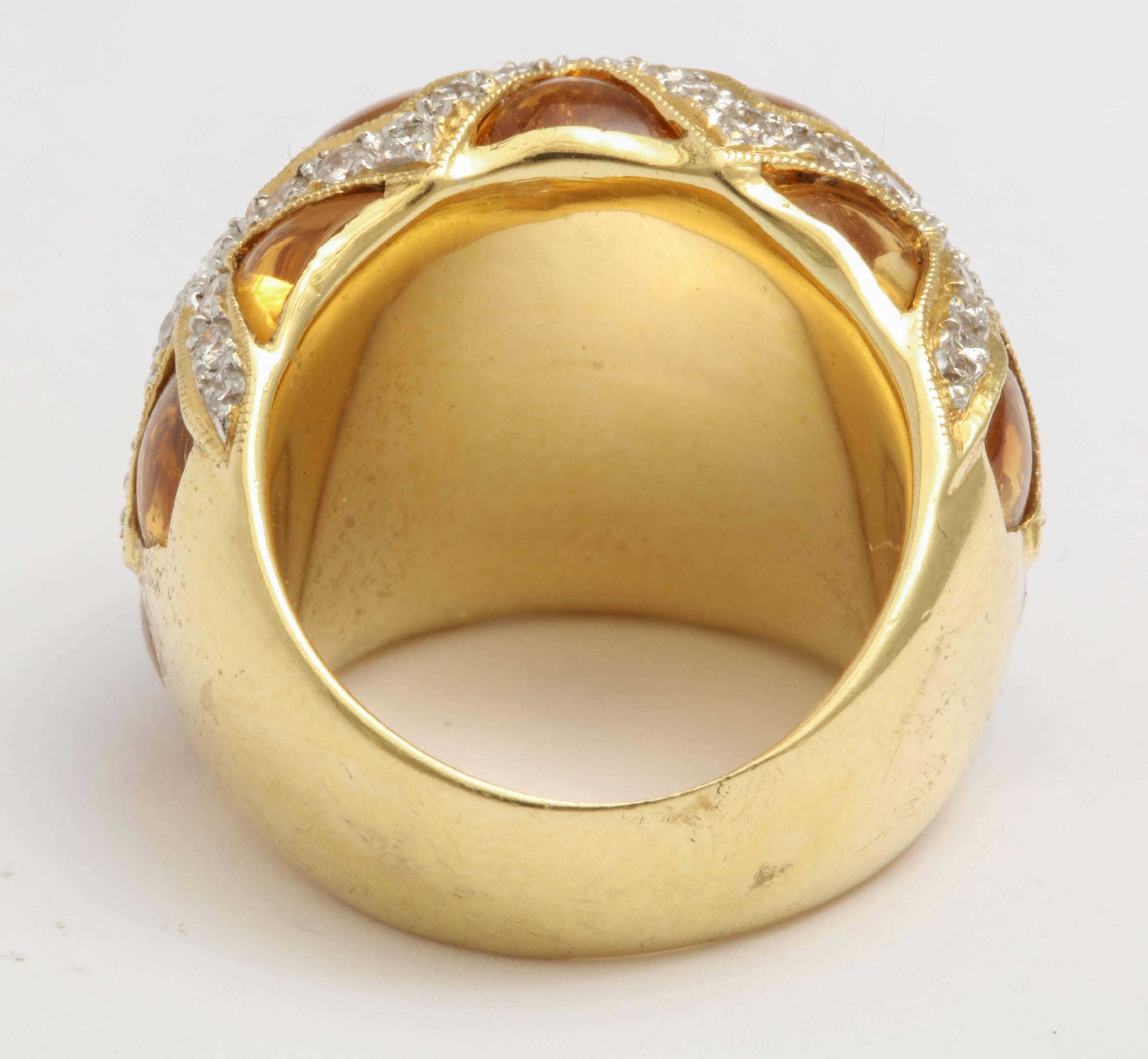 Women's Citrine and Diamond Criss Cross Ring For Sale
