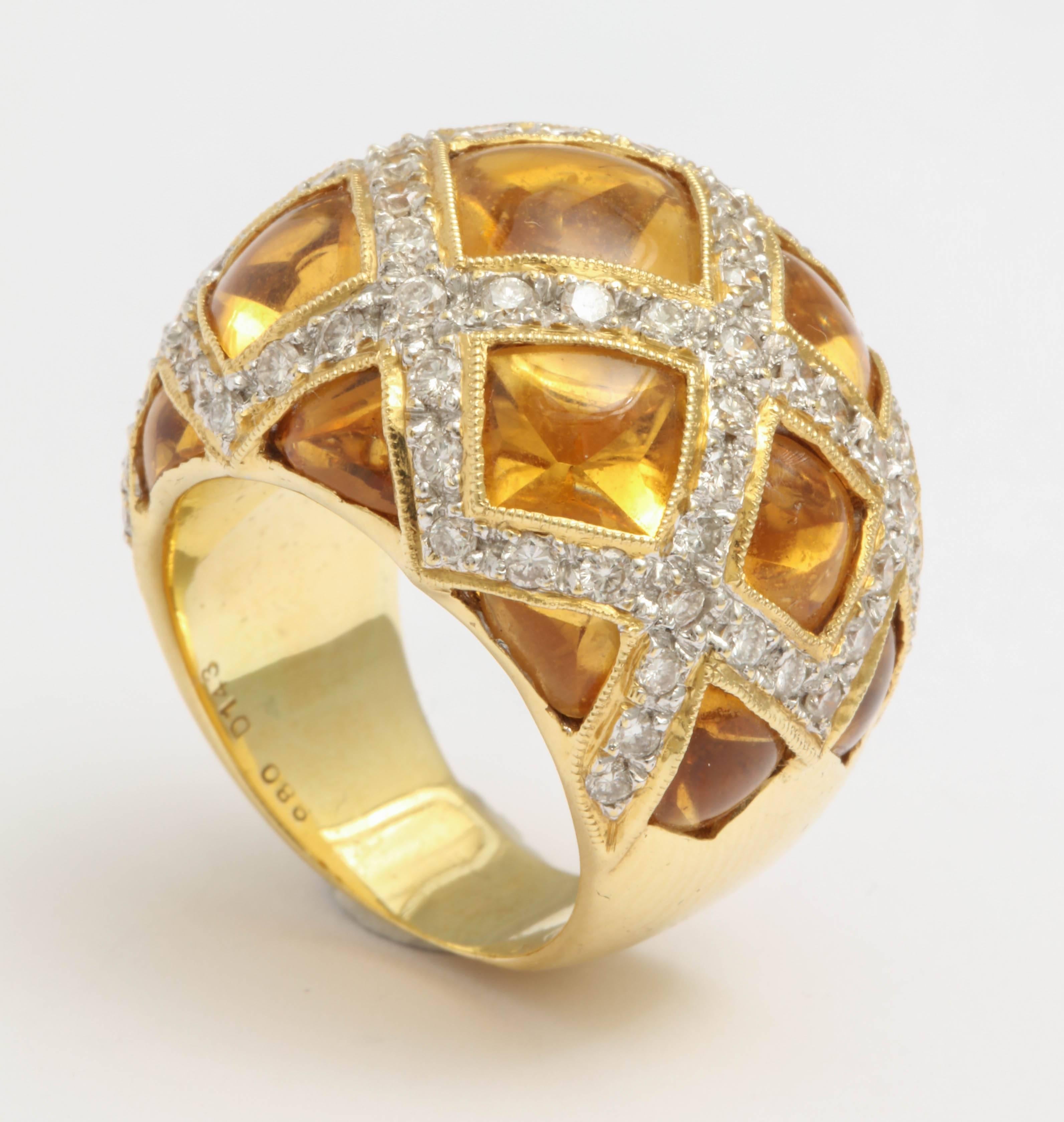Citrine and Diamond Criss Cross Ring For Sale 1