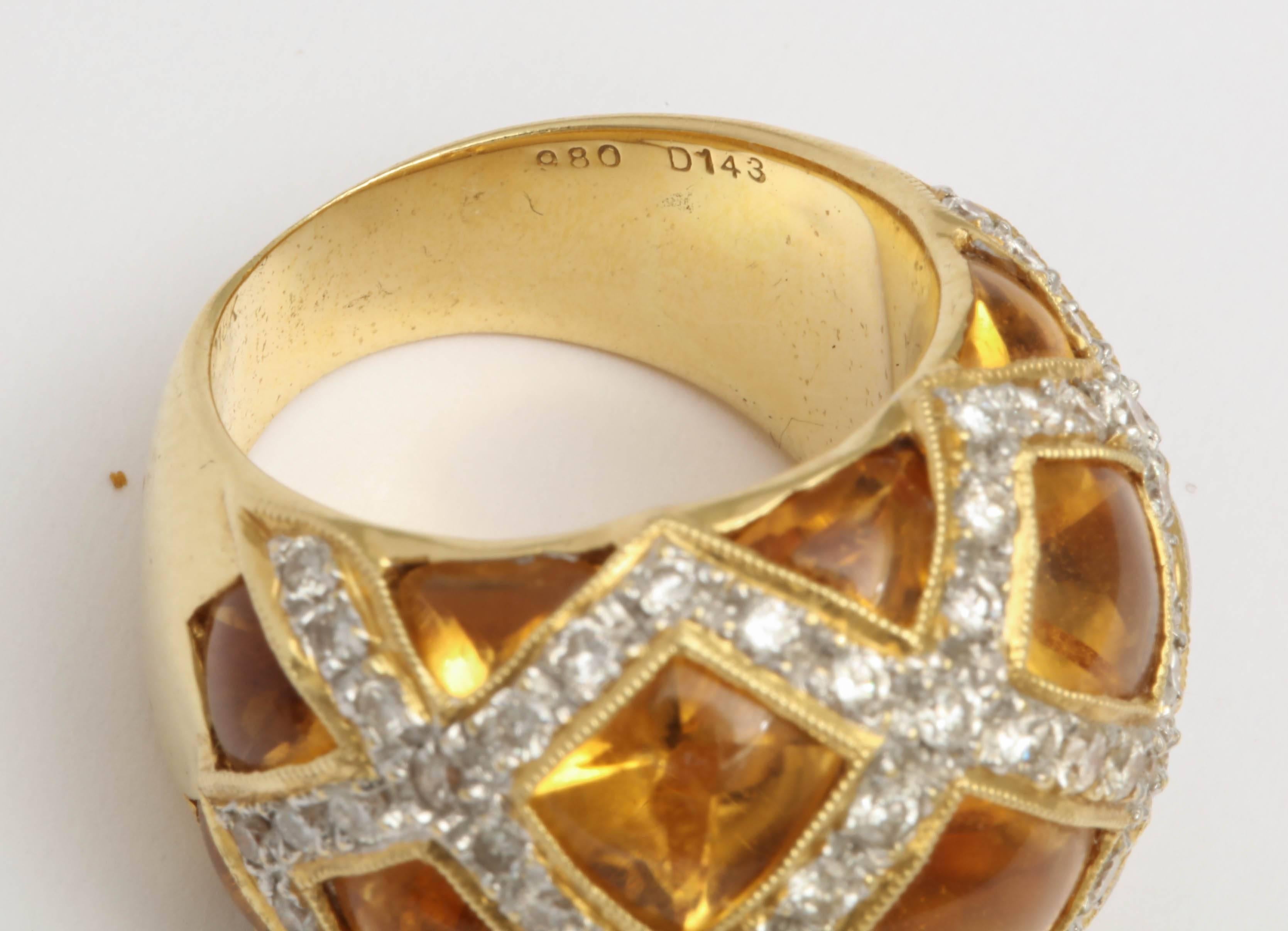 Citrine and Diamond Criss Cross Ring For Sale 3