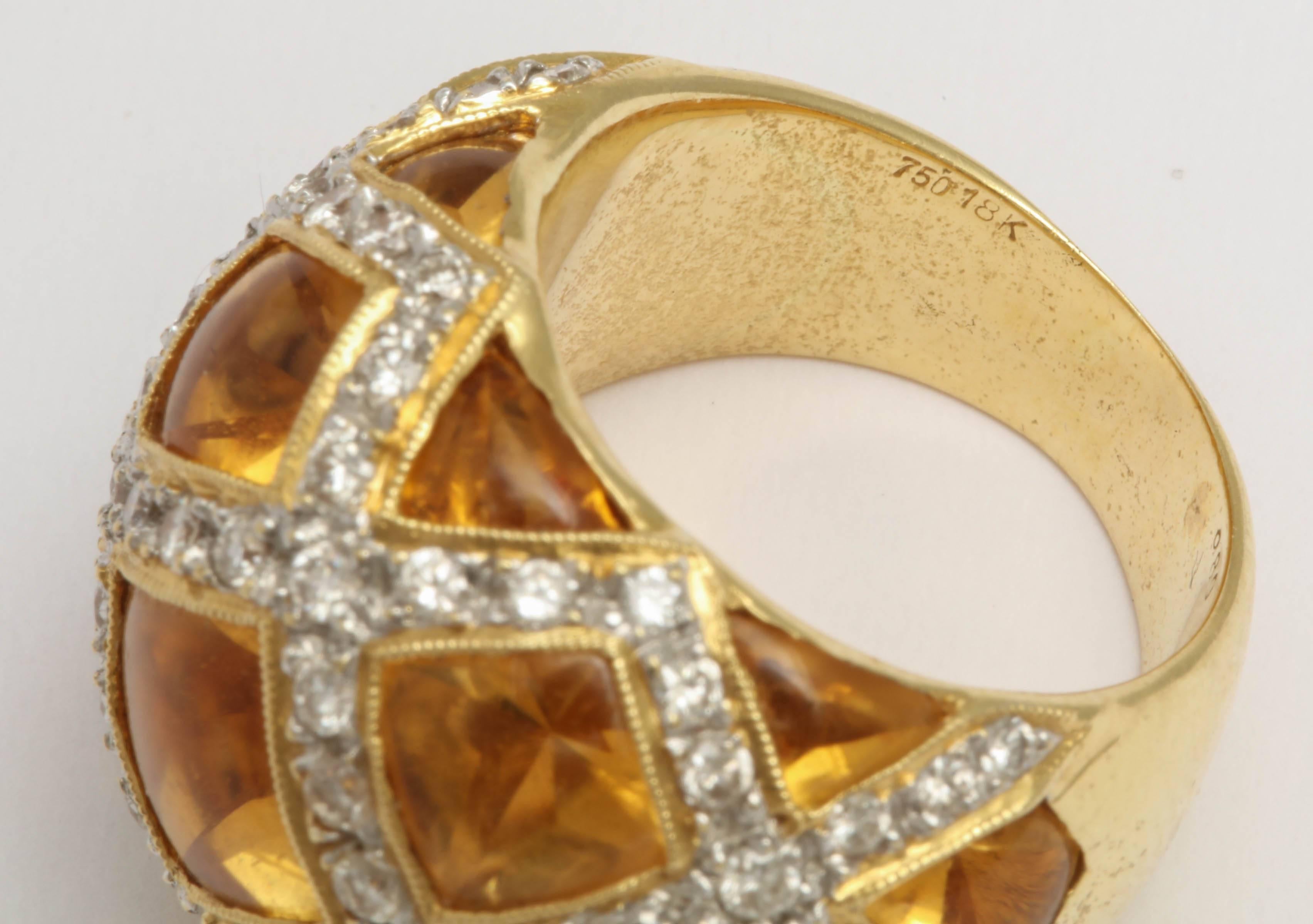 Citrine and Diamond Criss Cross Ring For Sale 4