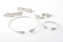 SAM.SAAB Leaf Motif Diamond and White Gold Bracelet