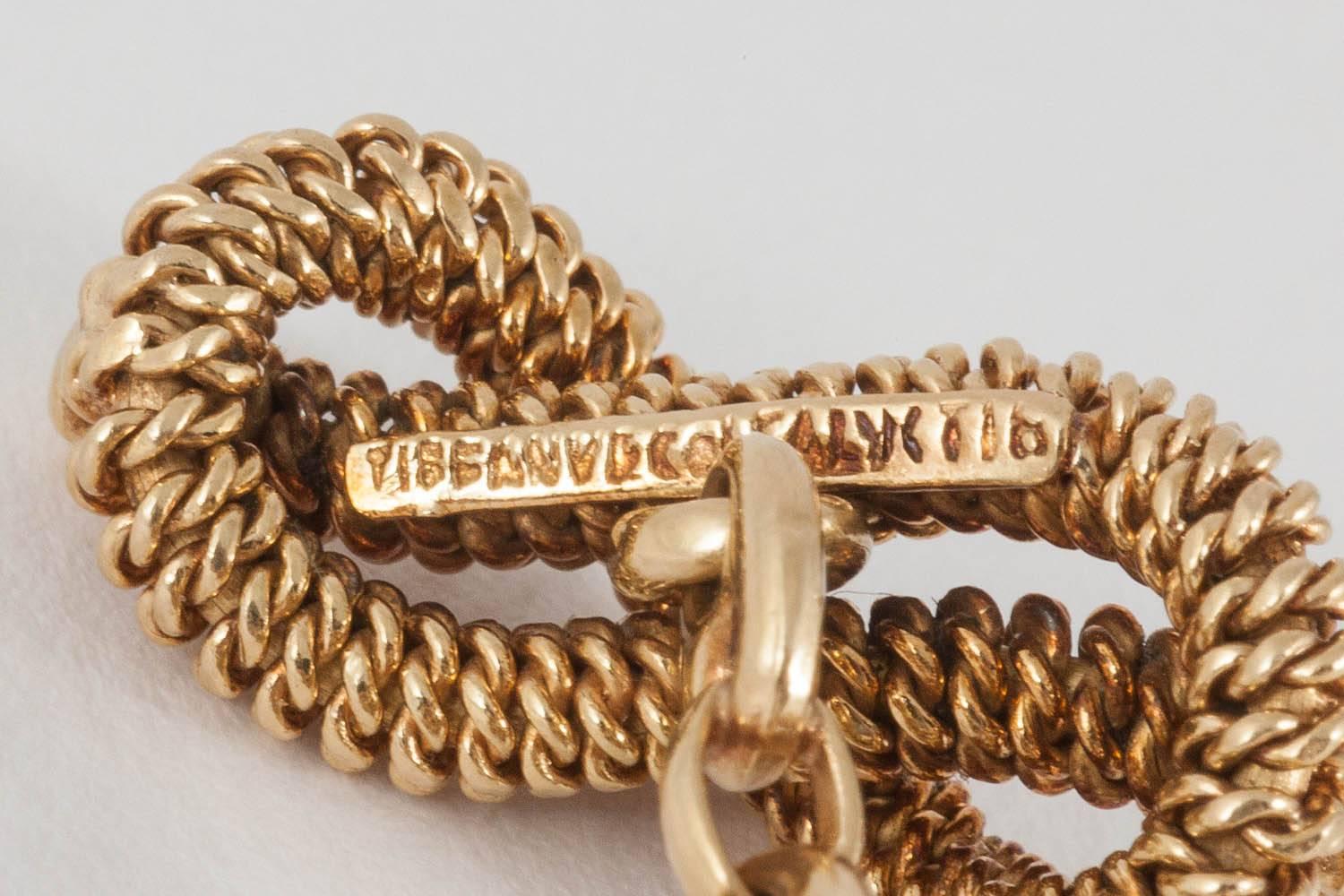 Women's or Men's 1950s Tiffany & Co. 18 Karat Gold Knot Cufflinks
