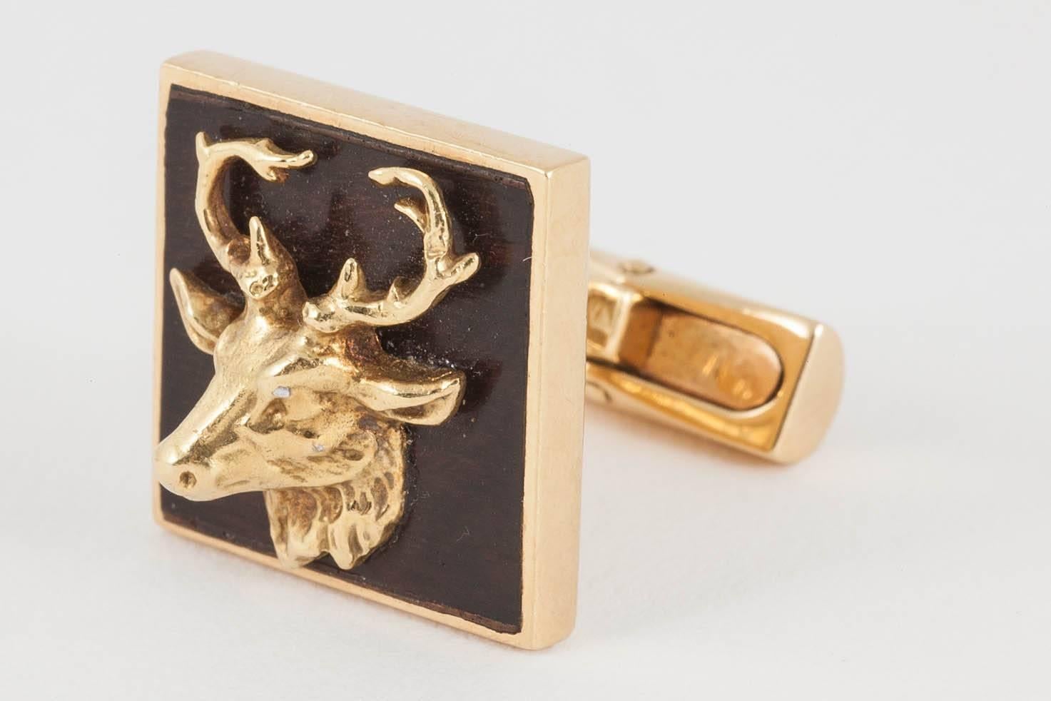 Stags head Cufflinks with Bog Oak Background, by Bry of Paris, c, 1930 3