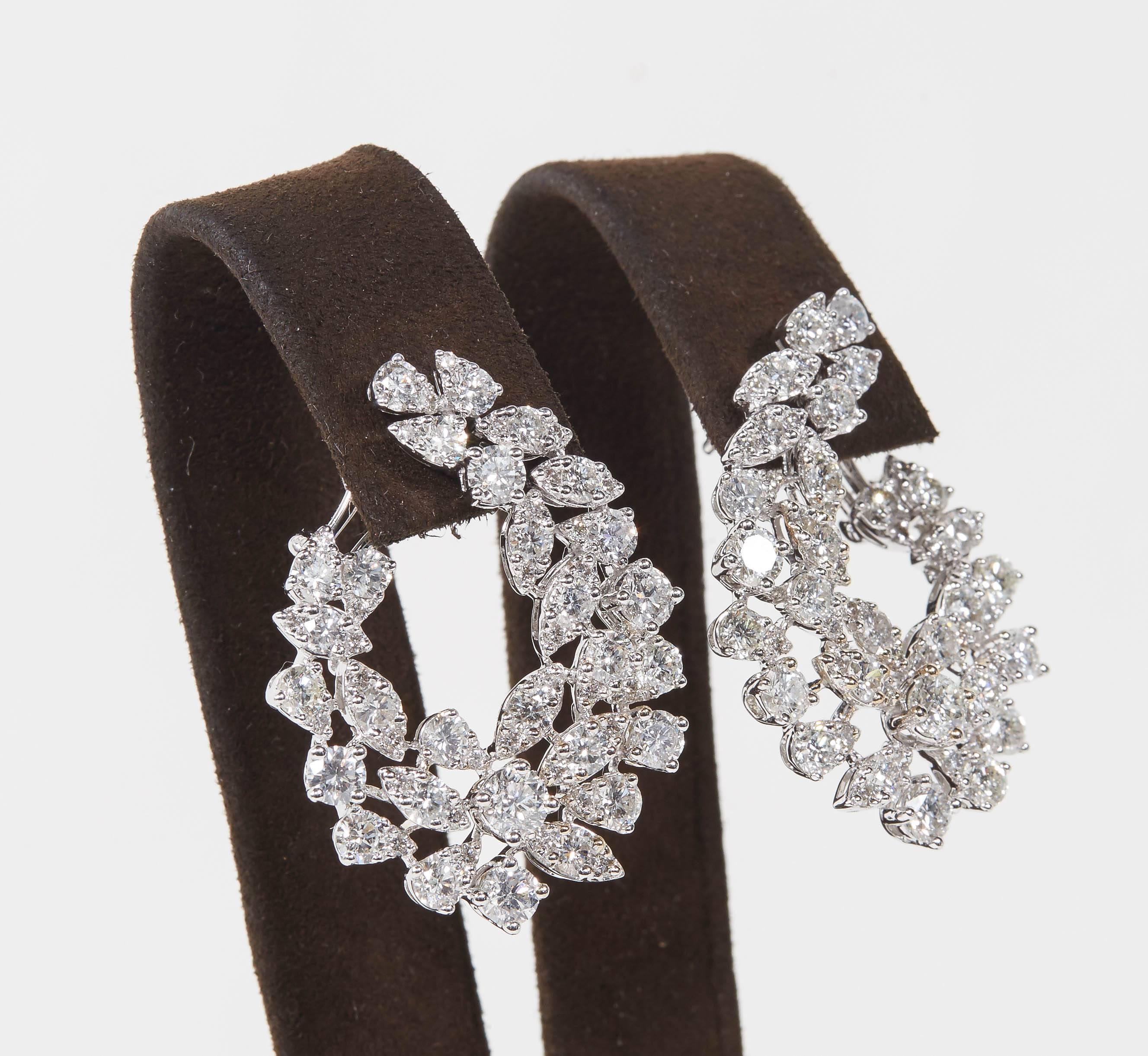 Round Cut Multi Shape Diamond Swirl Earrings For Sale