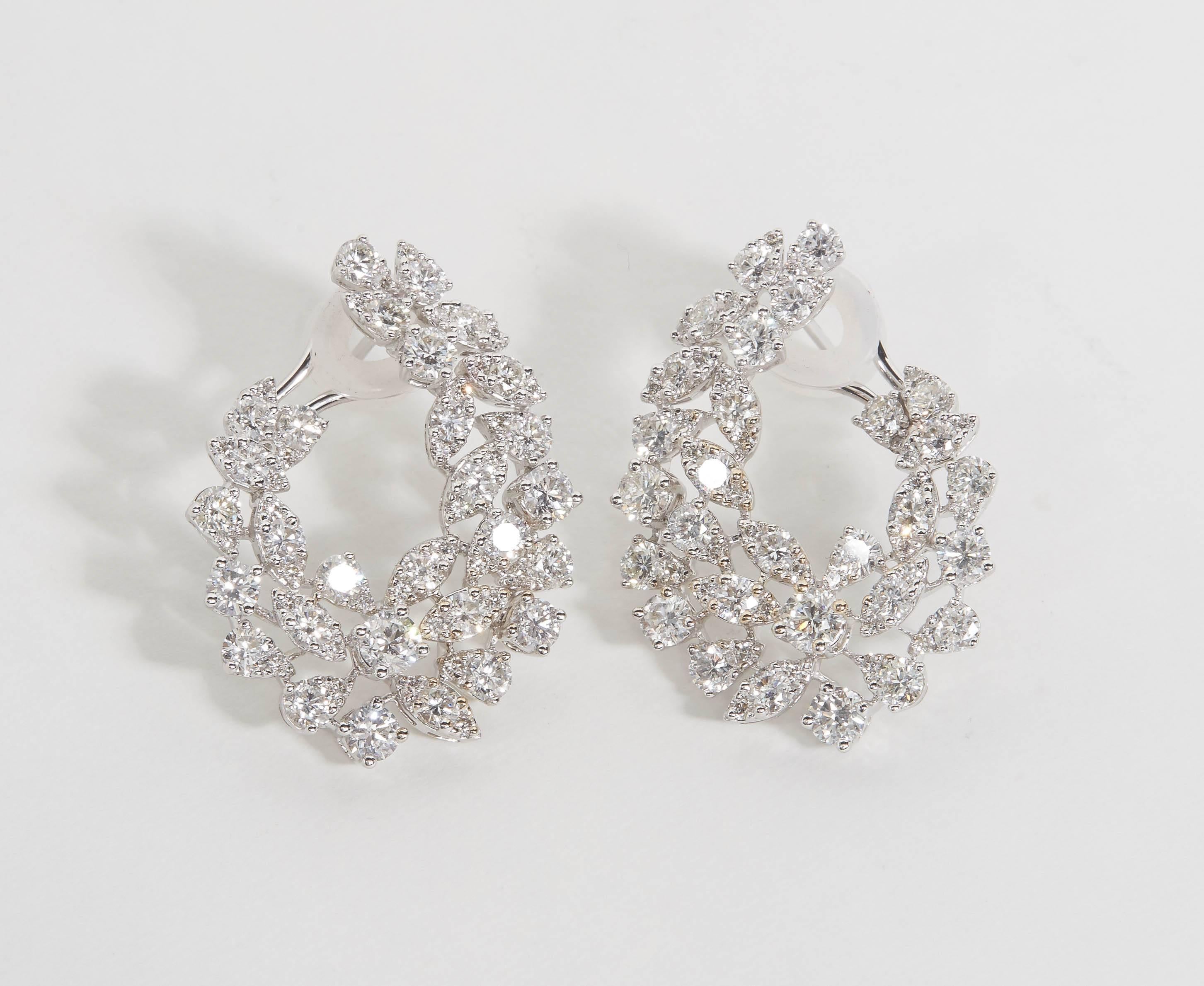Multi Shape Diamond Swirl Earrings For Sale 1