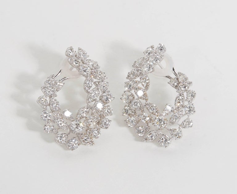 Multi Shape Diamond Swirl Earrings For Sale 2