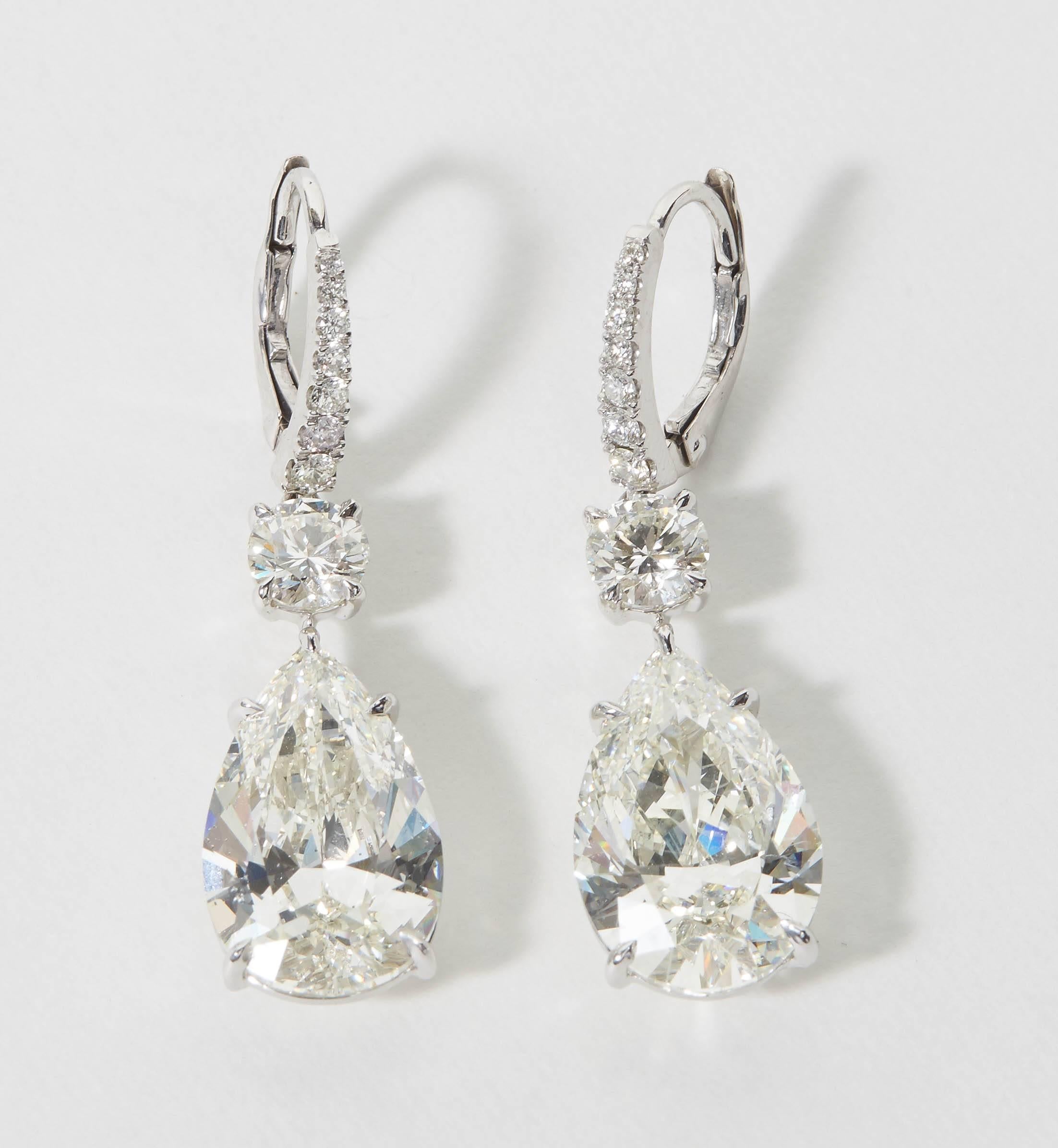 GIA Certified Pear Shape Diamond Drop Earrings 2
