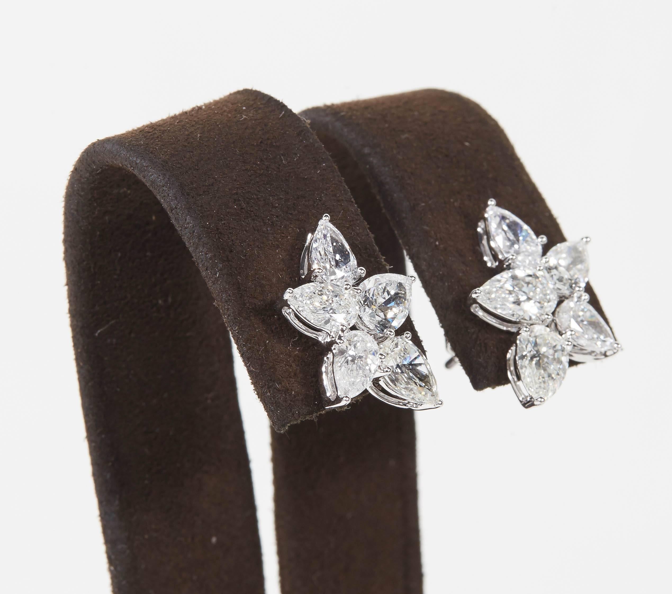Pear Cut Diamond Cluster Earrings