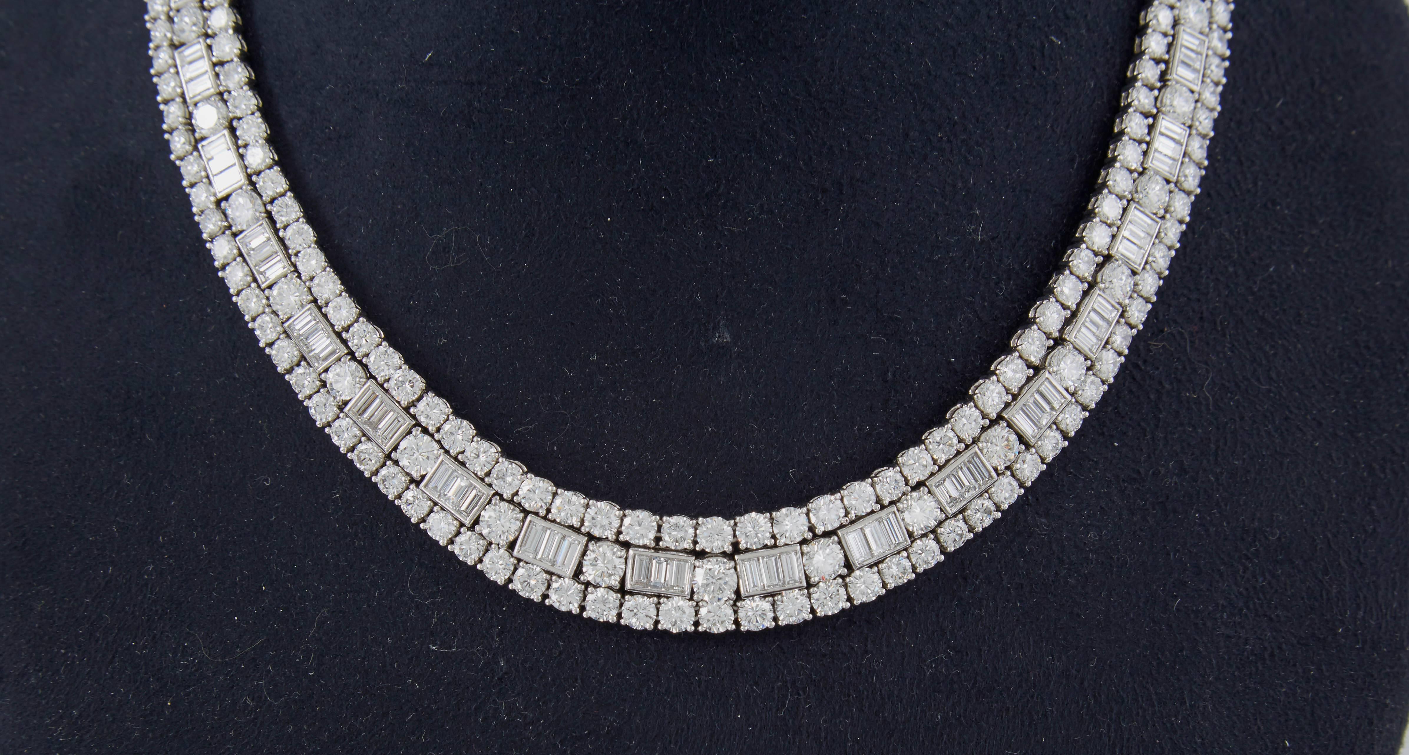 Round Cut David Webb 48.00 Carat Diamond Necklace For Sale