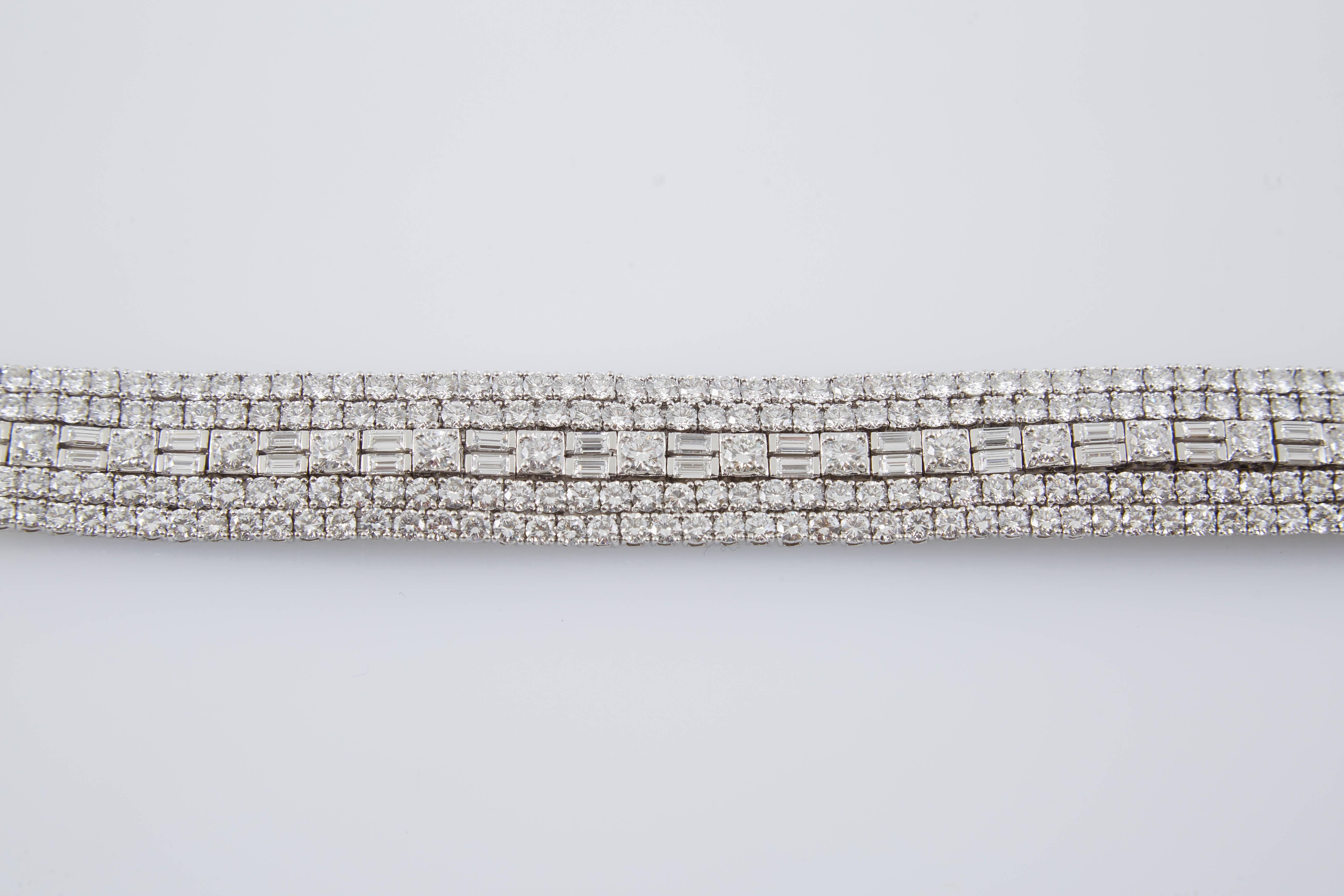 Magnificent David Webb Baguette Round Diamond Bracelet  In Excellent Condition In New York, NY