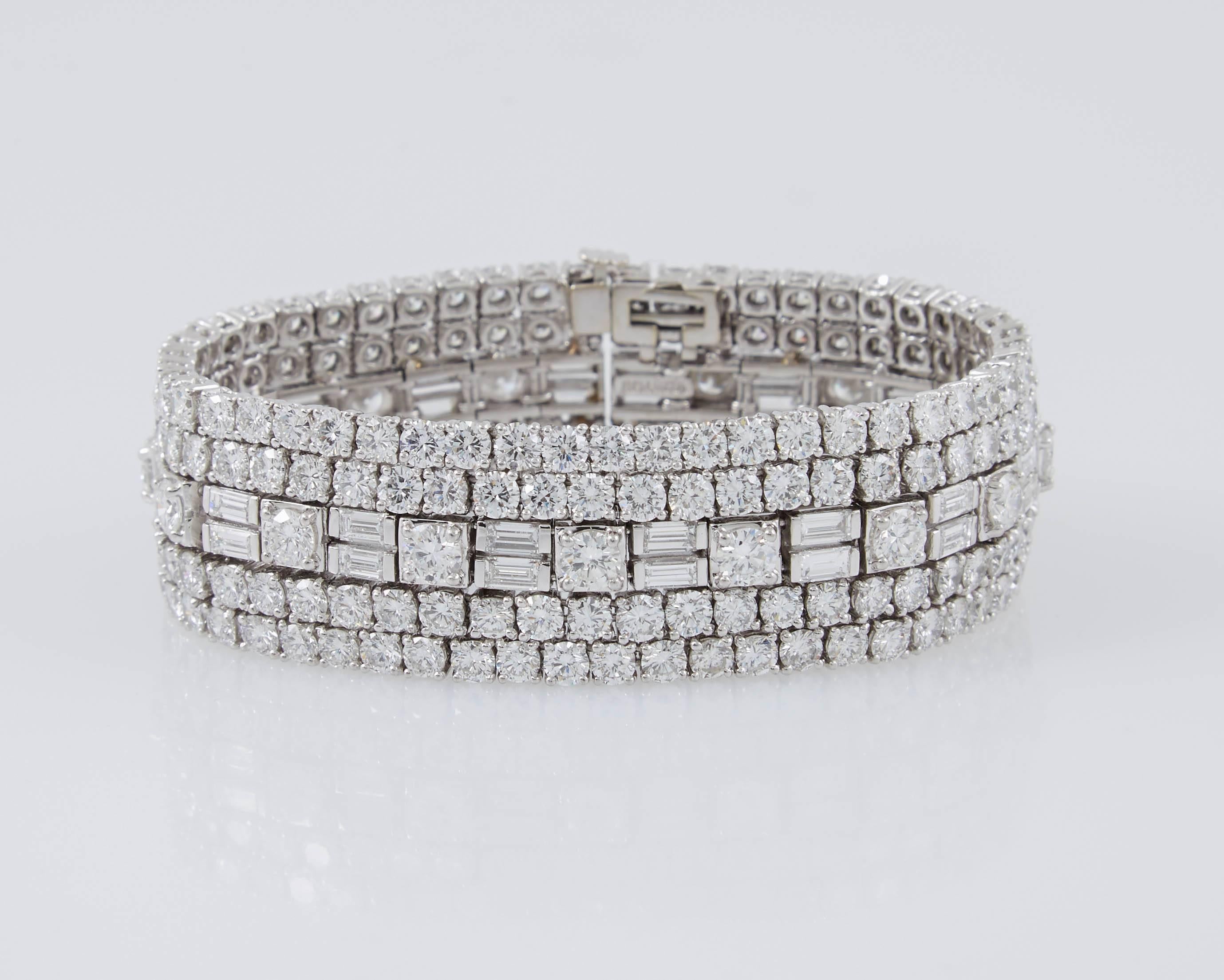 Women's Magnificent David Webb Baguette Round Diamond Bracelet 