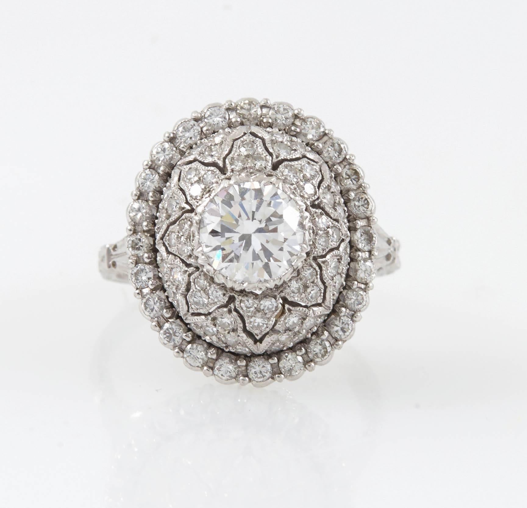 Platinum and Diamond Ring created by Mario Buccellati. 
This Buccellati Ring was hand made in Italy. 
